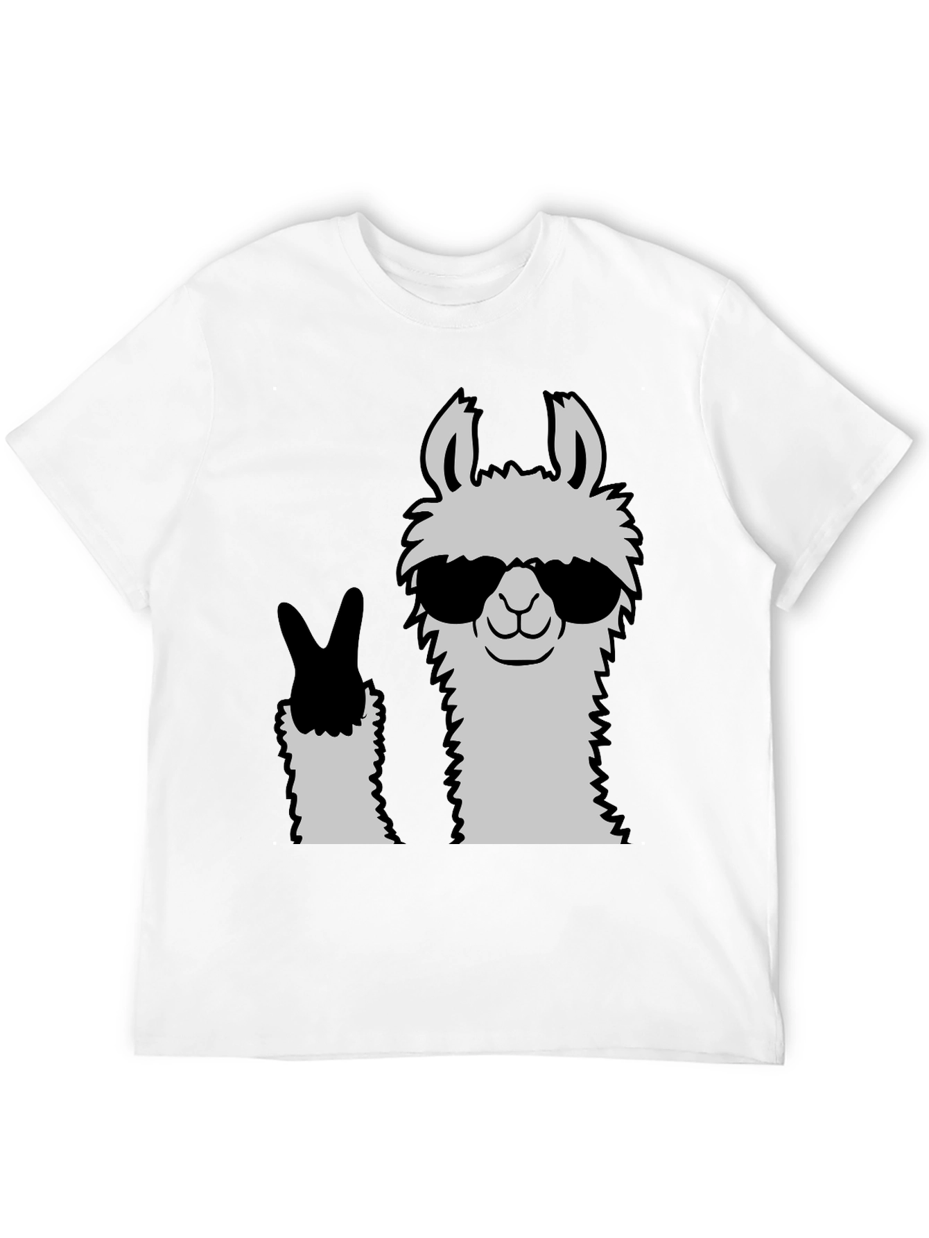 Black Cool Llama Peace Sign Black T-Shirt view 12