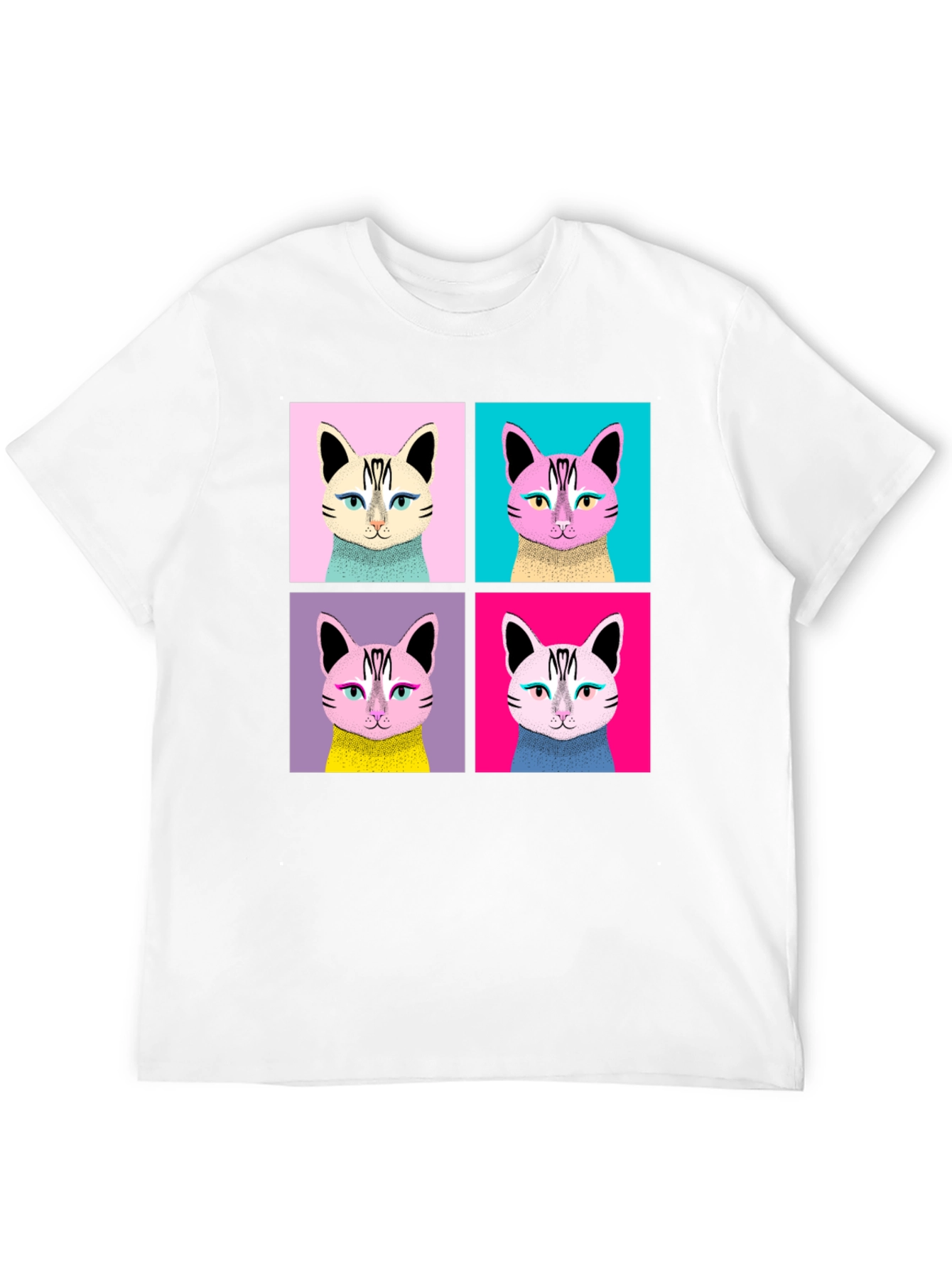 Black Pop Art Cat Graphic Black T-Shirt view 12