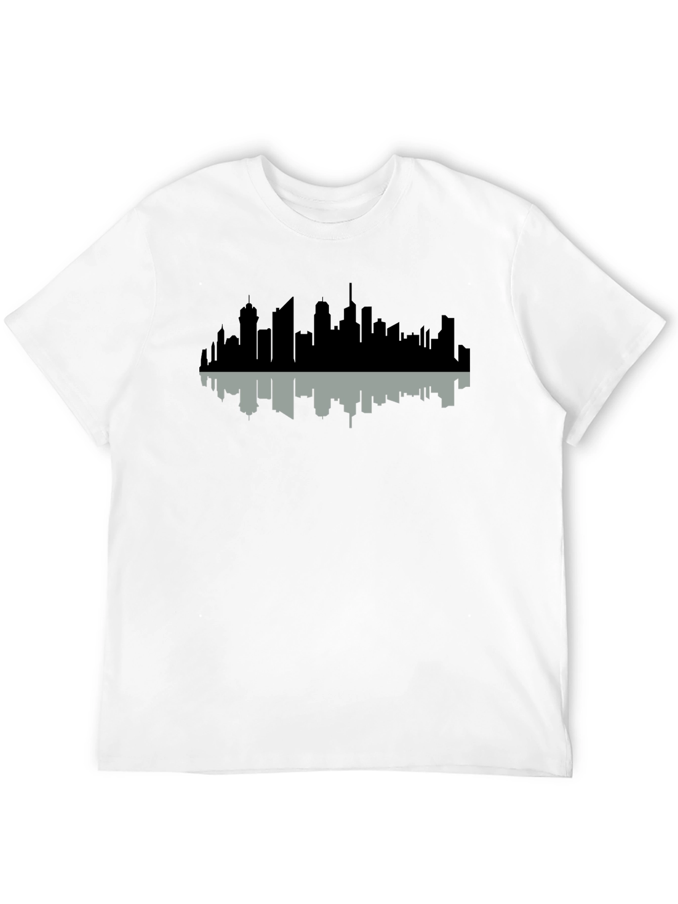 Black Cityscape Reflection Tee - Modern Graphic Print view 12