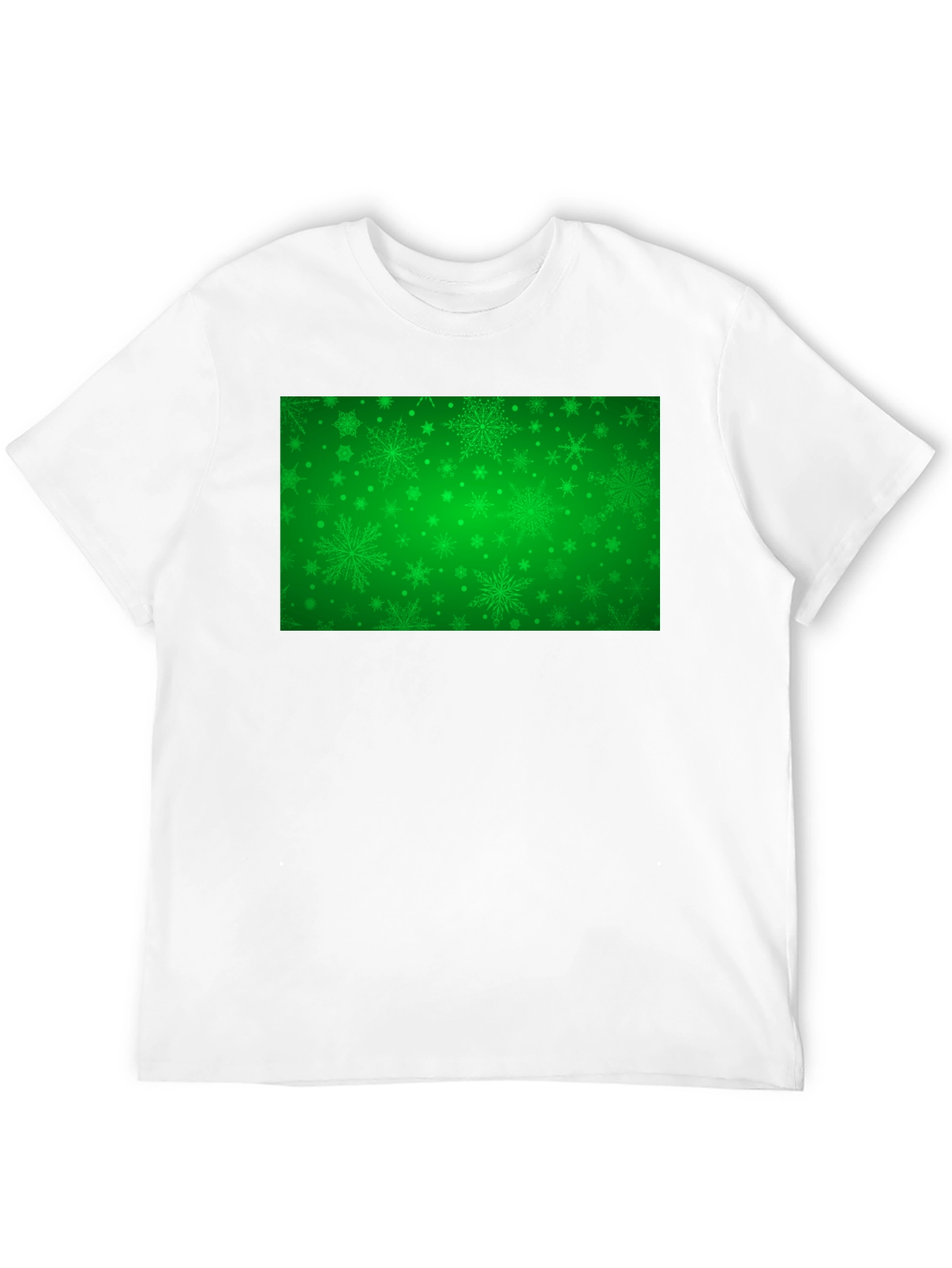 Black Green Snowflakes Pattern Black T-Shirt view 12