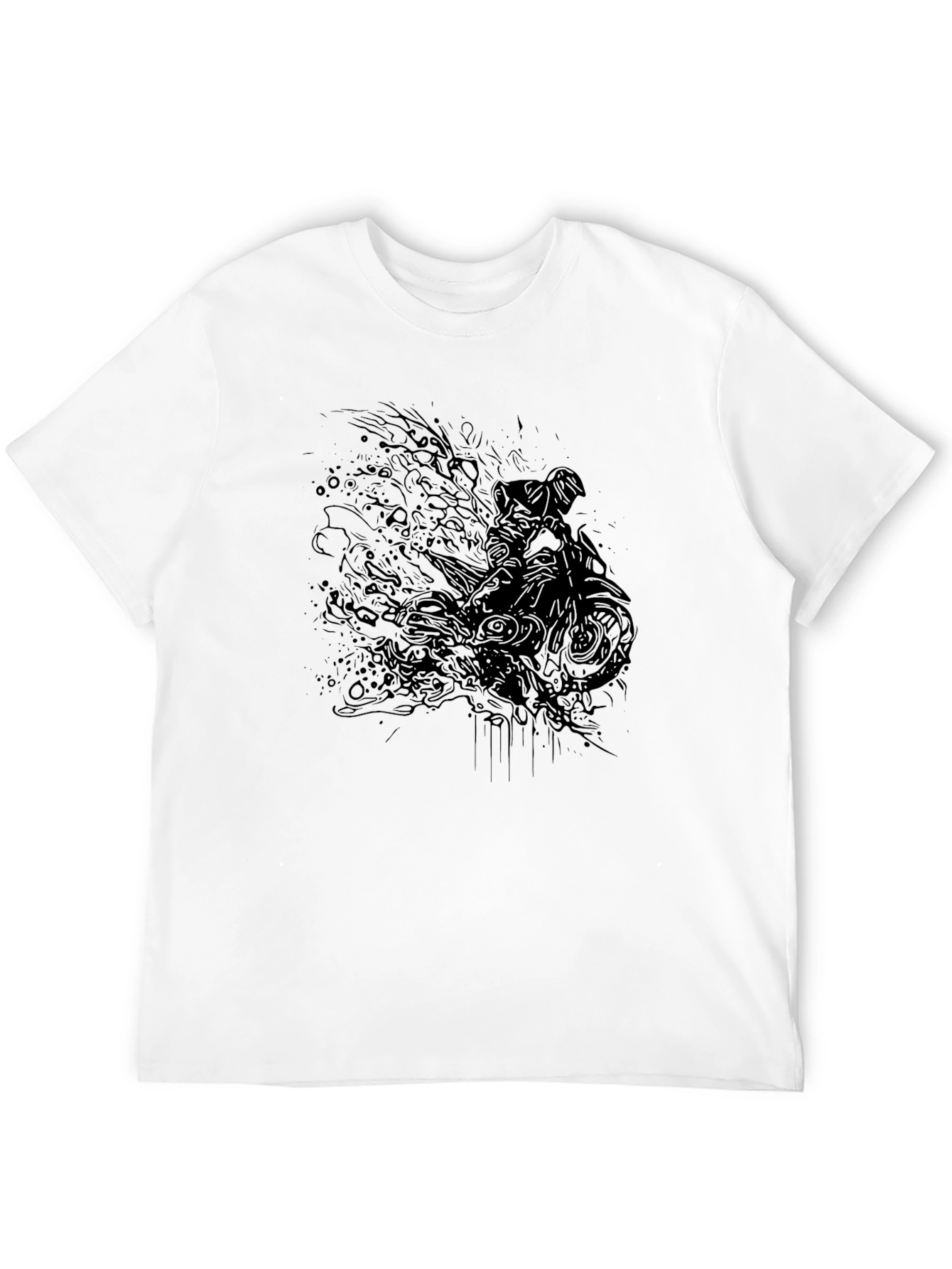 Black Black Graphic T-Shirt with Motorcycle Design view 12