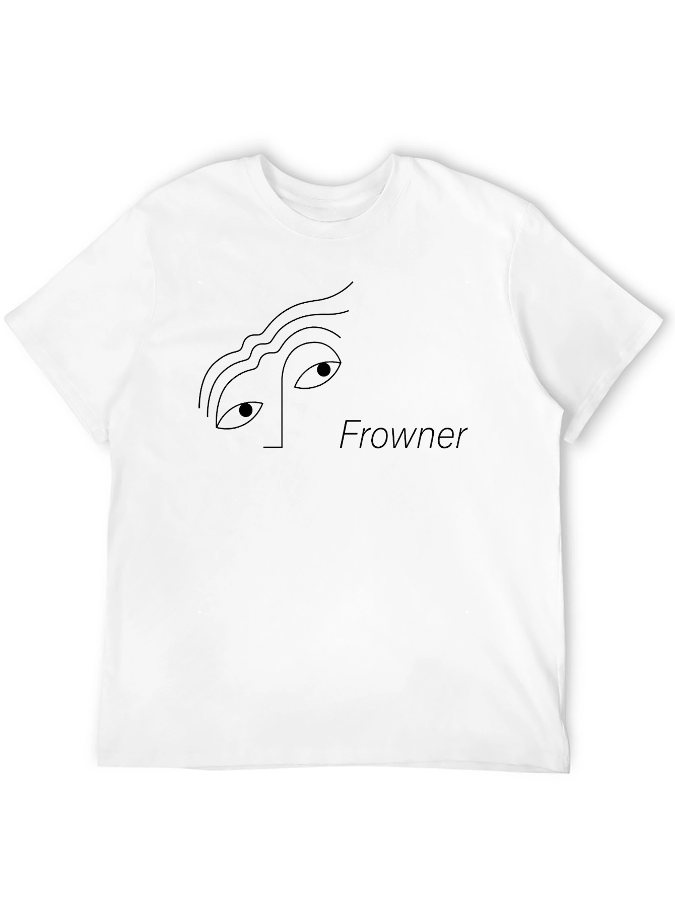 Black Frowner Graphic Tee - Minimalist Black T-Shirt view 12