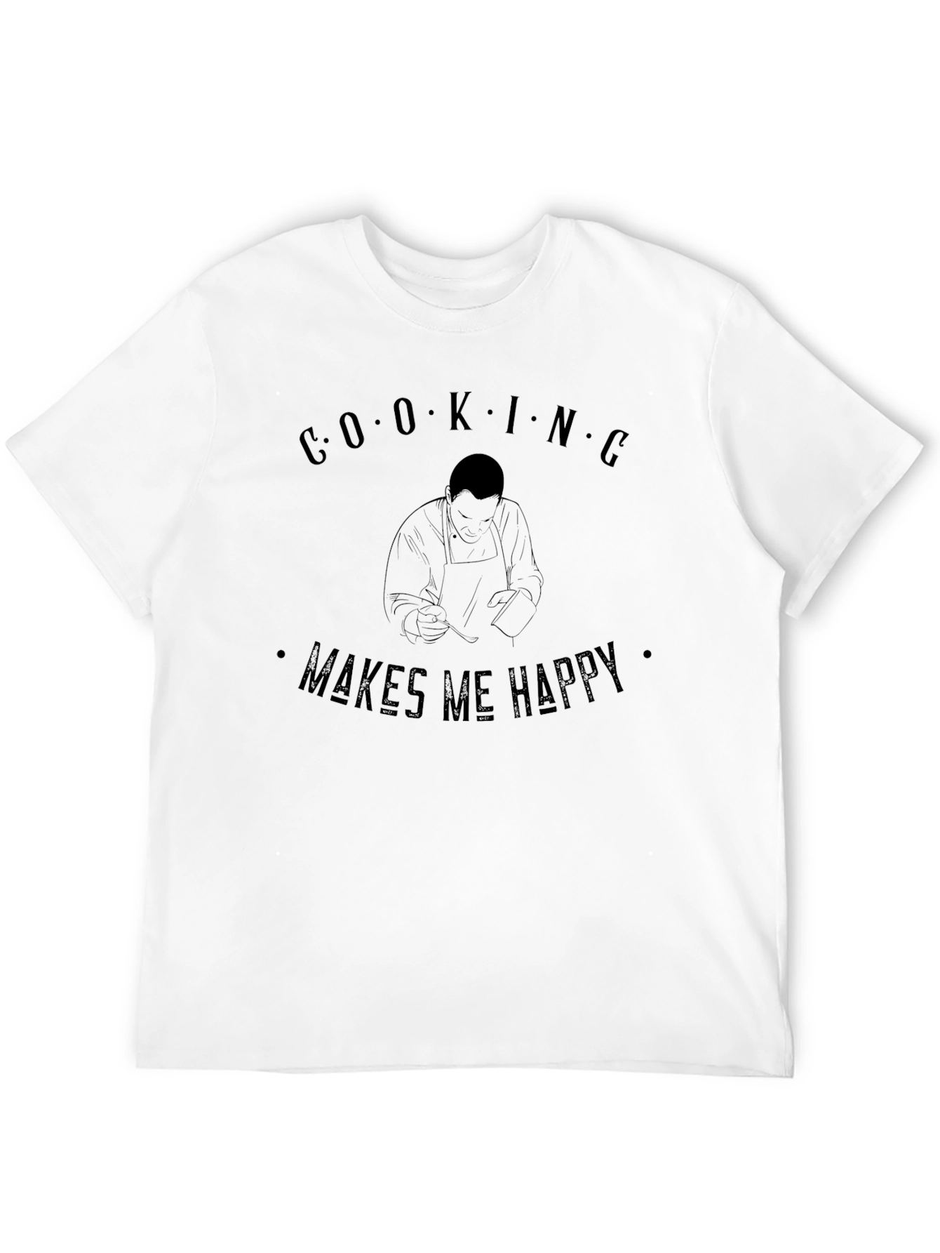 Black Cooking Makes Me Happy Black T-Shirt view 12