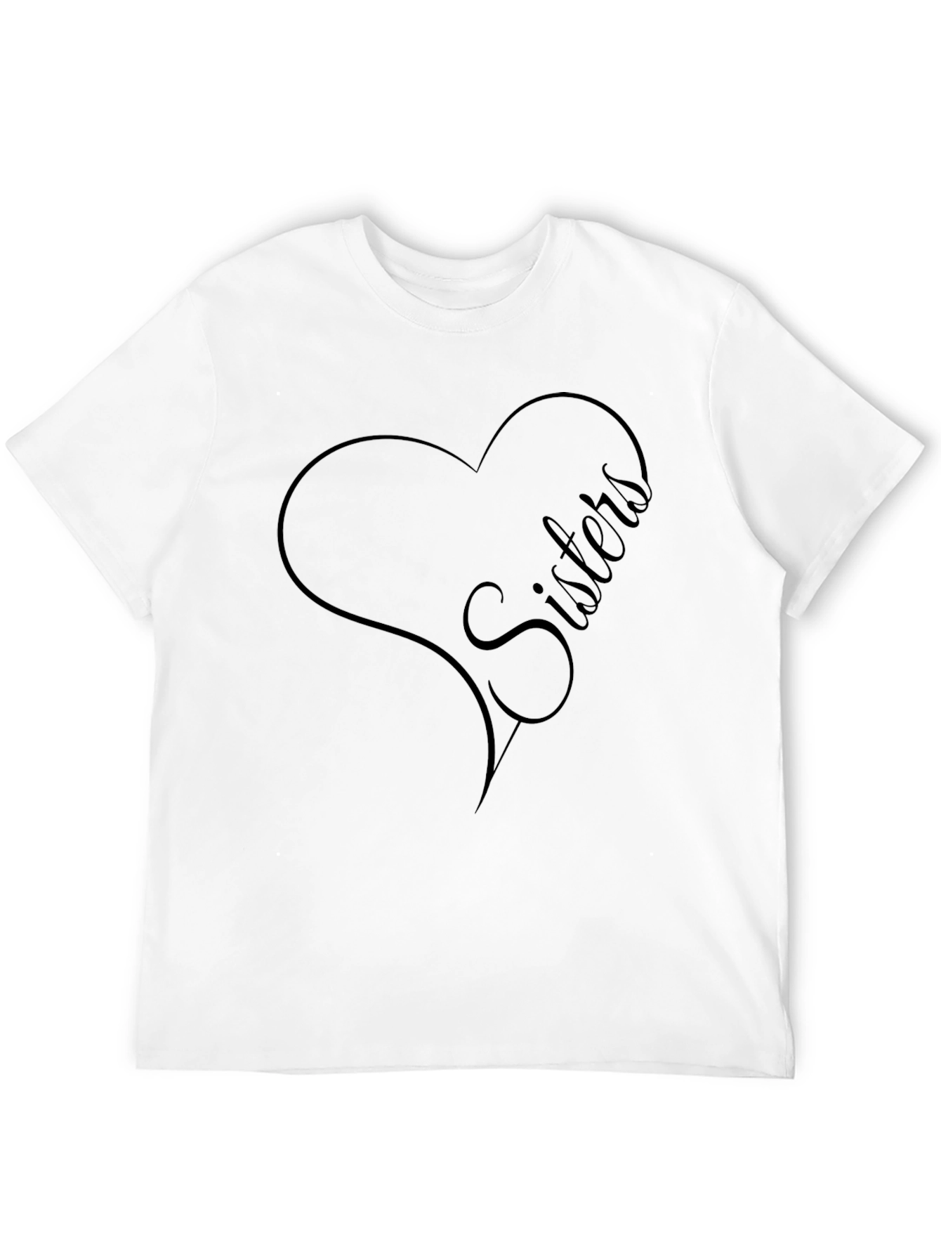 Black Sisters Heart Graphic Tee - Black Cotton Blend Shirt view 12