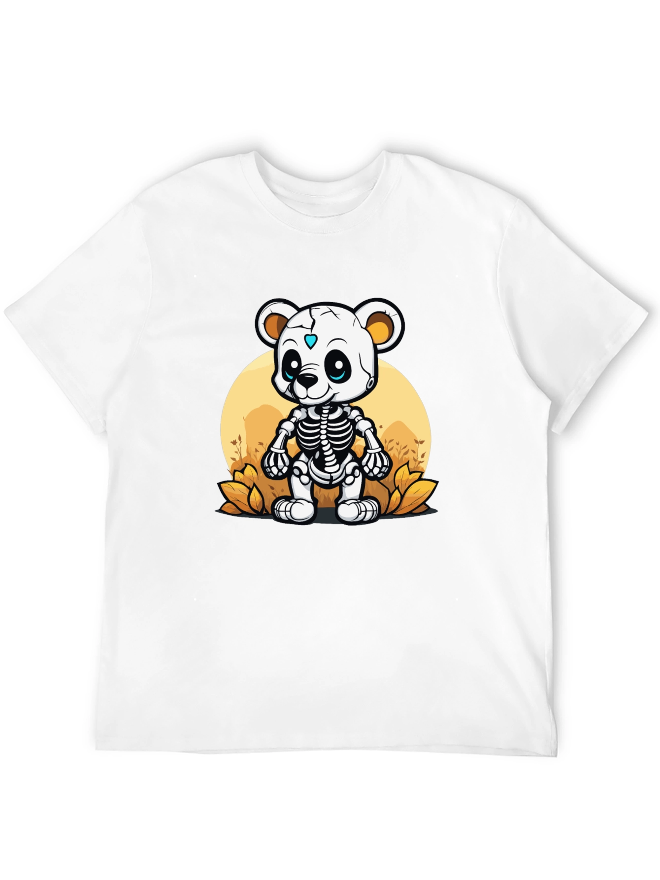 Black Skeleton Bear Graphic T-Shirt - Unique Halloween Style view 12