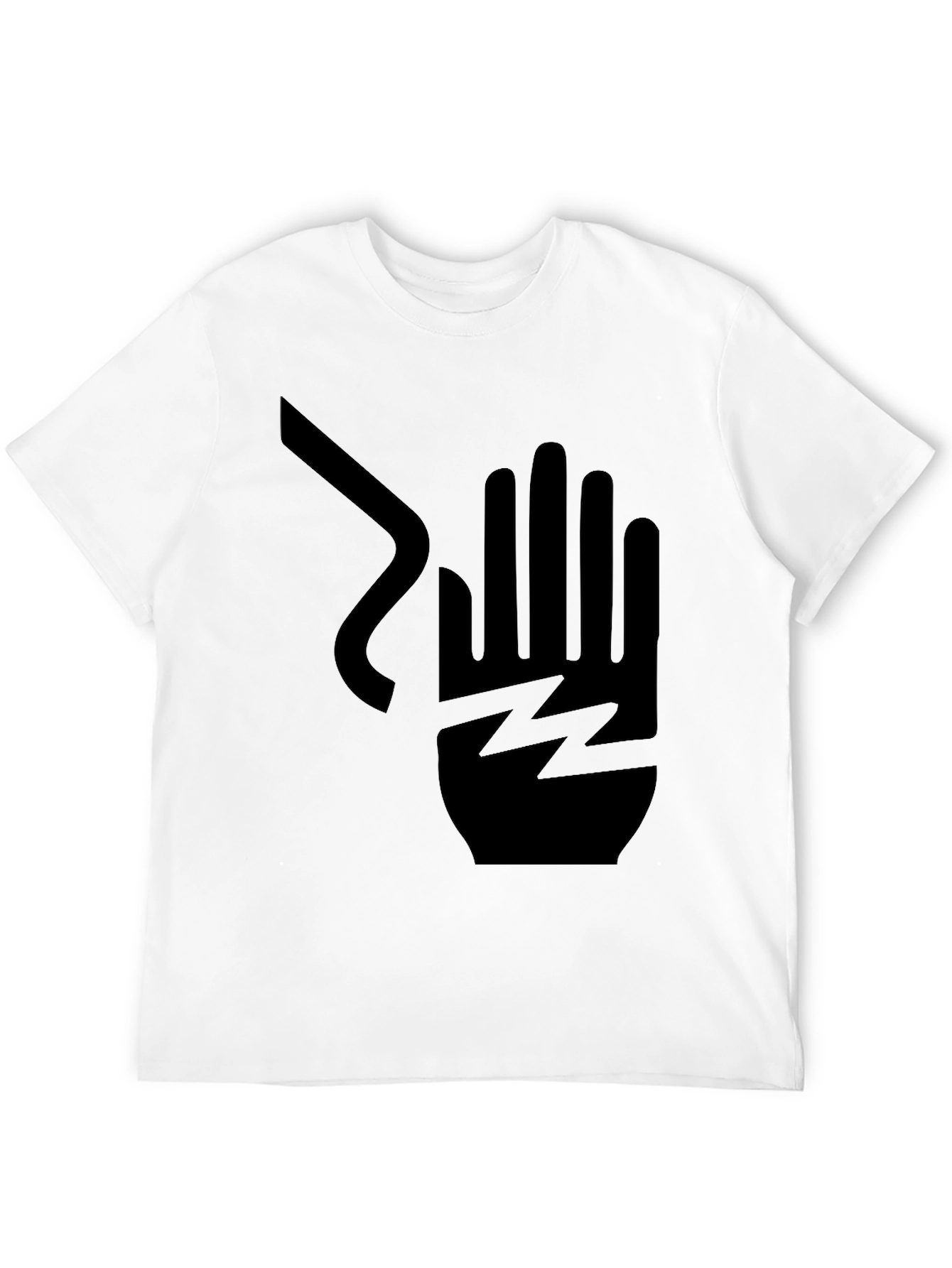 Black Electric Shock Hand Graphic Print T-Shirt view 12