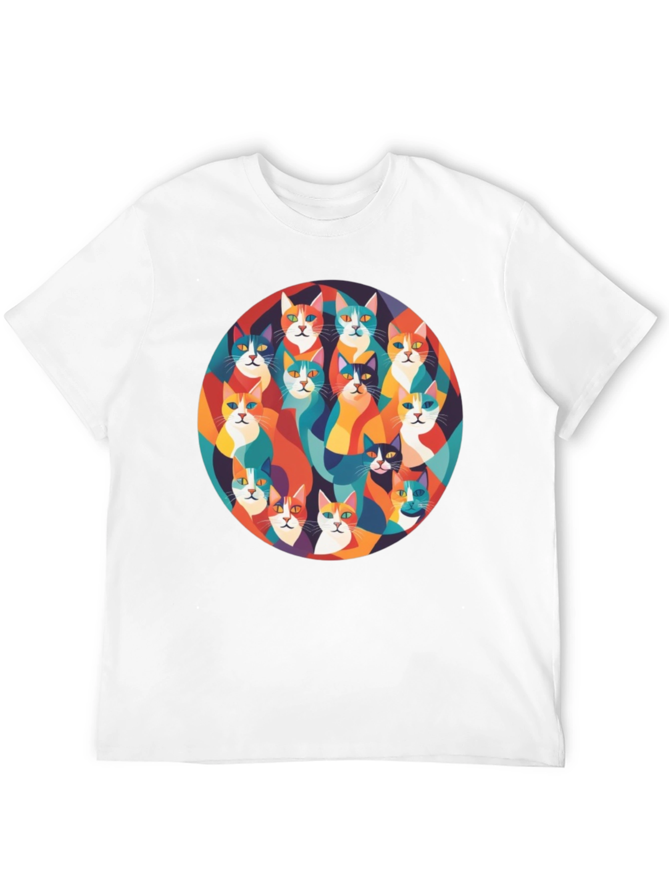 Black Colorful Cats Graphic T-Shirt view 12