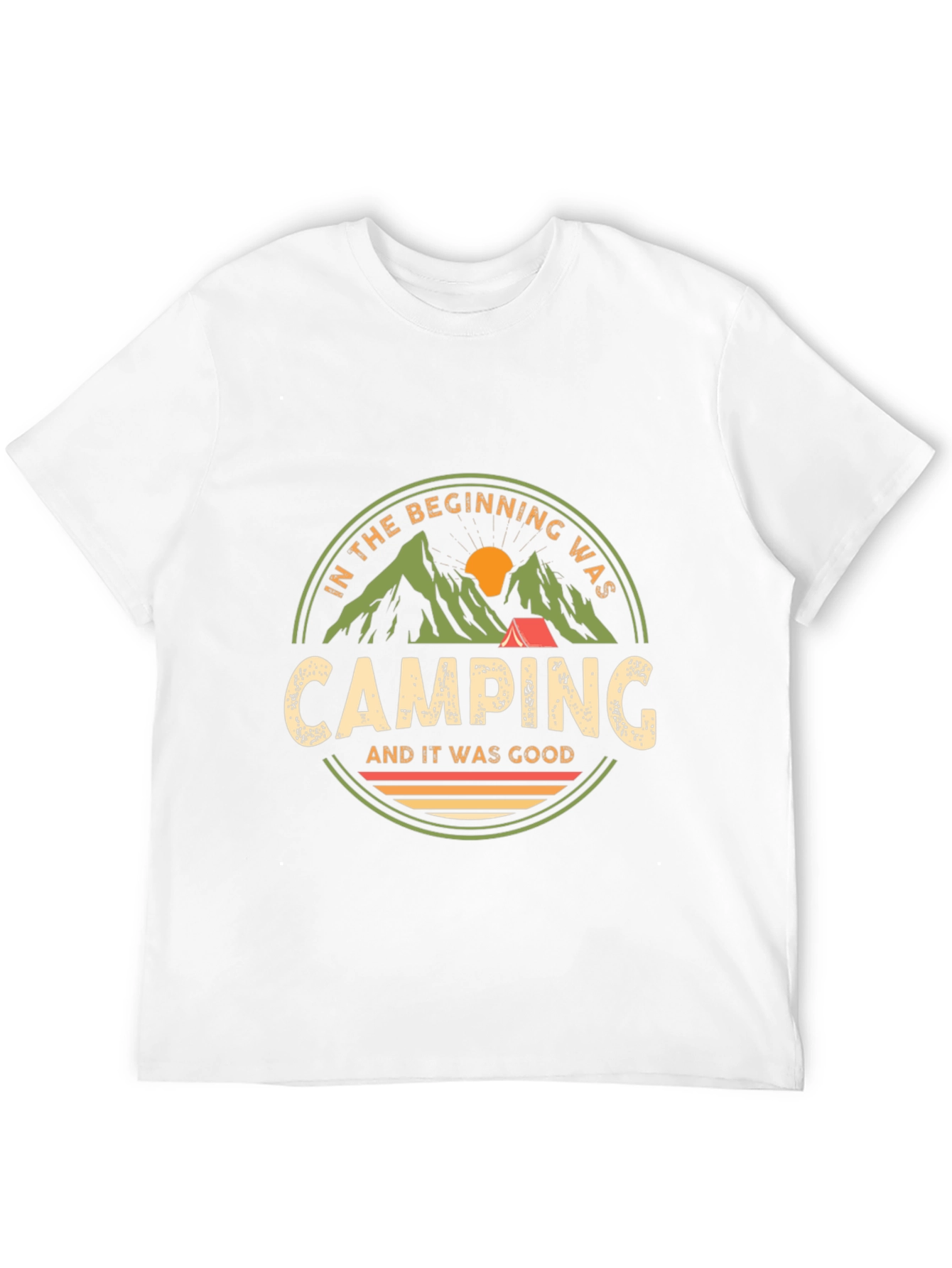 Black Camping T-Shirt: In The Beginning Was Camping view 12