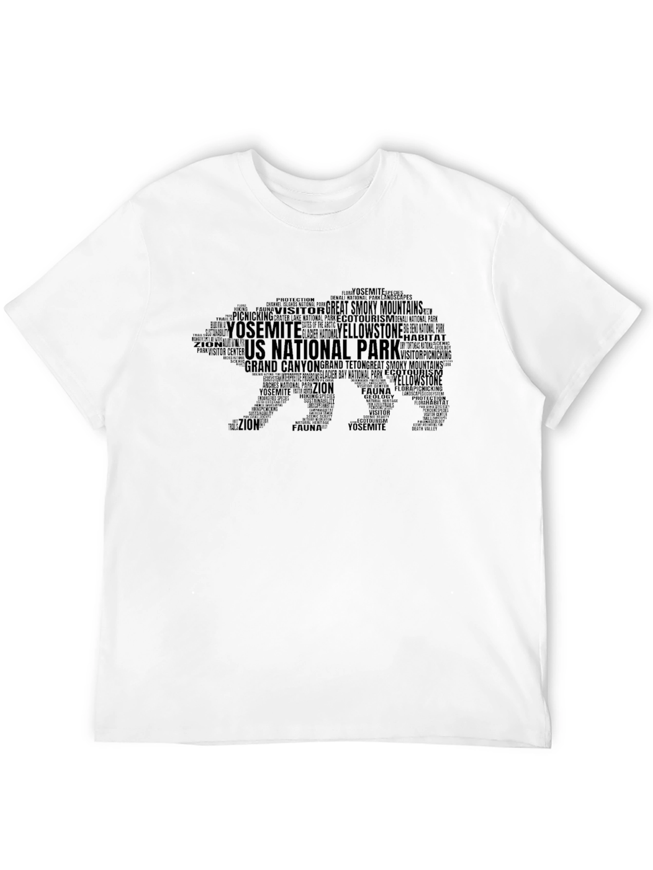 Black National Park Word Art Bear T-Shirt view 12