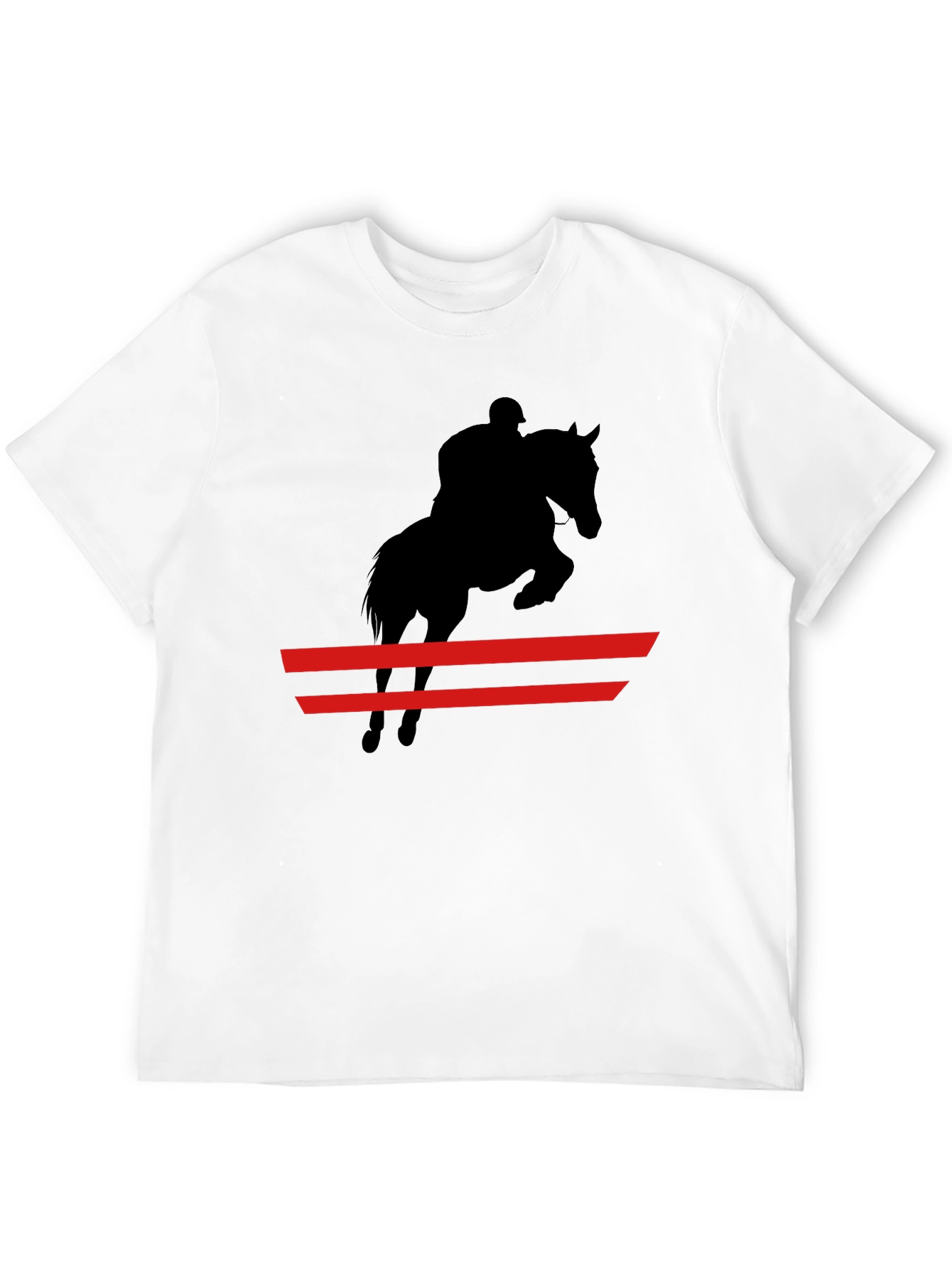 Black Equestrian Black T-Shirt: Horse & Rider Jumping view 12