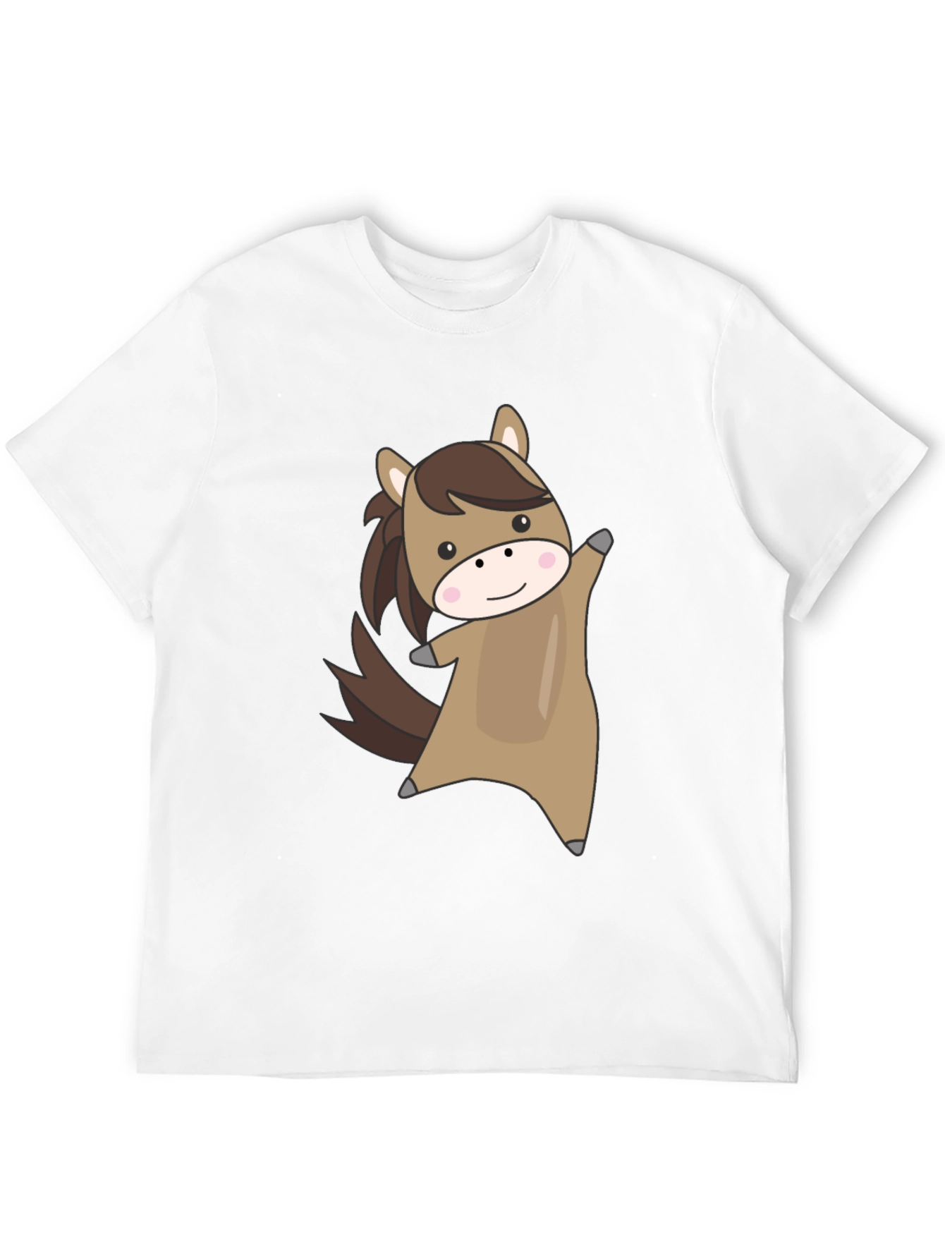 Black Cute Cartoon Horse Graphic Black T-Shirt view 12