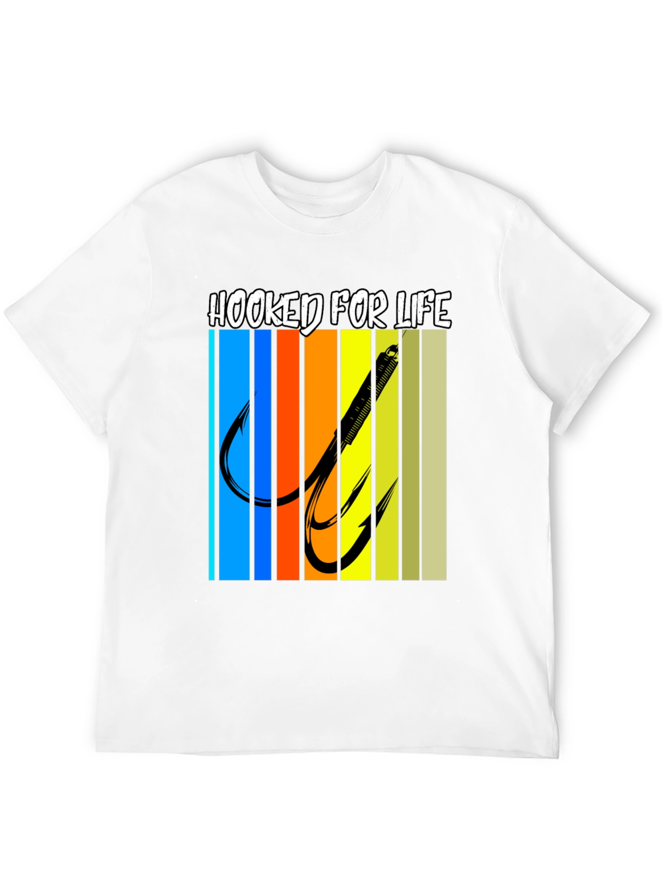 Black Hooked for Life Fishing T-Shirt view 12