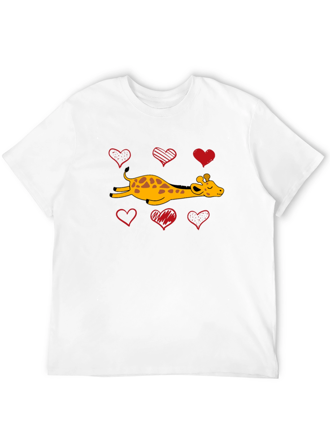 Black Giraffe Love T-Shirt Cute Giraffe and Hearts view 12