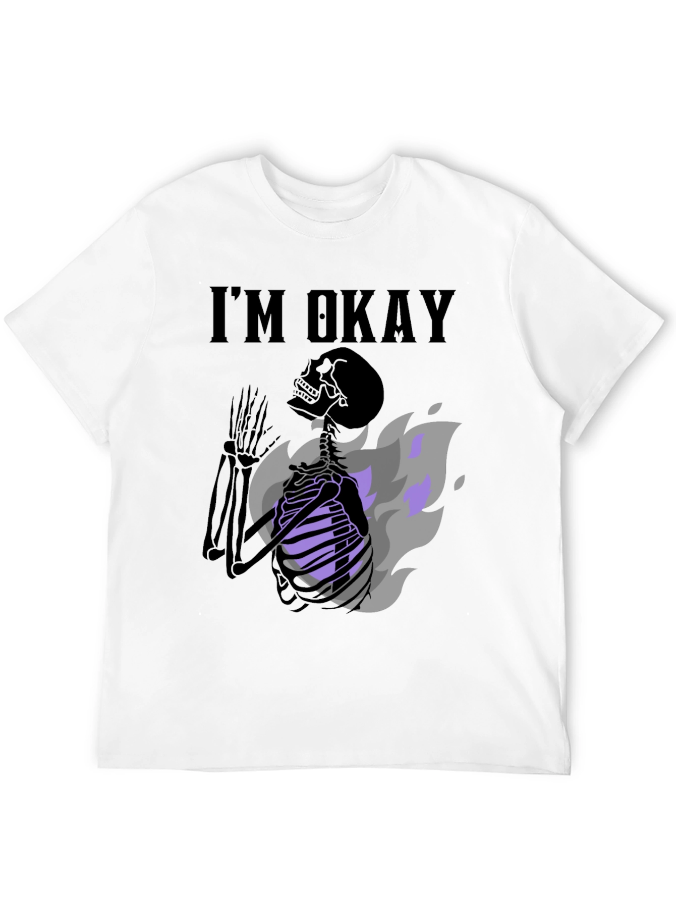 Black I'm Okay Skeleton Graphic Tee - Black view 12