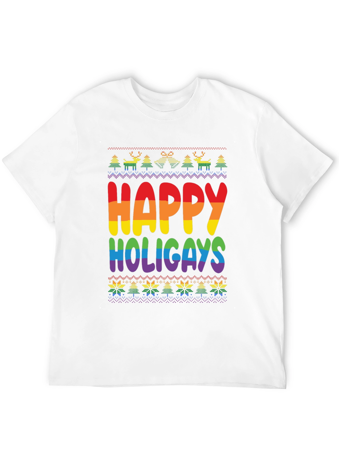 Black Happy Holigays Rainbow Knit T-Shirt view 12