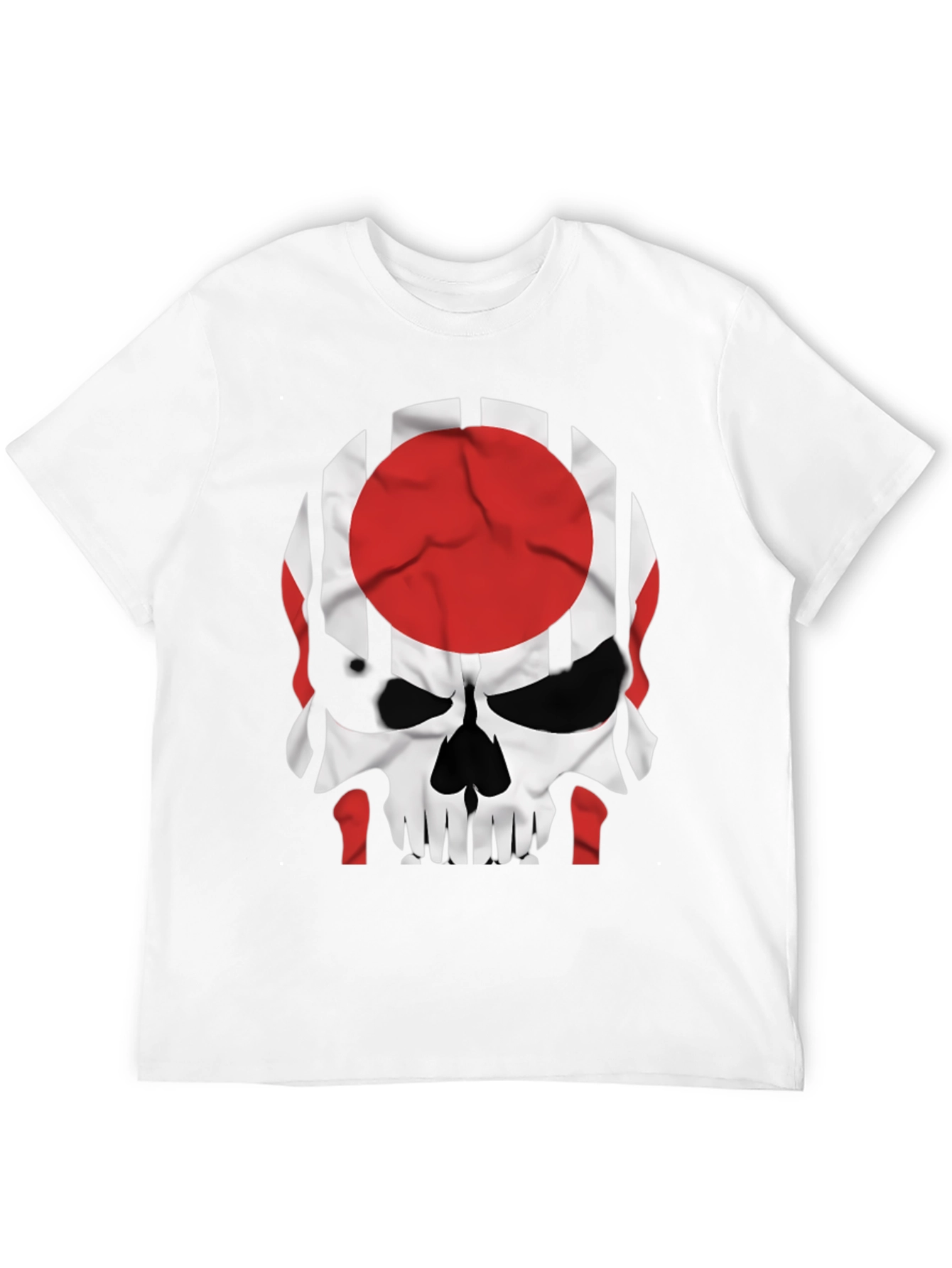 Black Skull Japan Flag Graphic Tee - Men's Black T-Shirt view 12