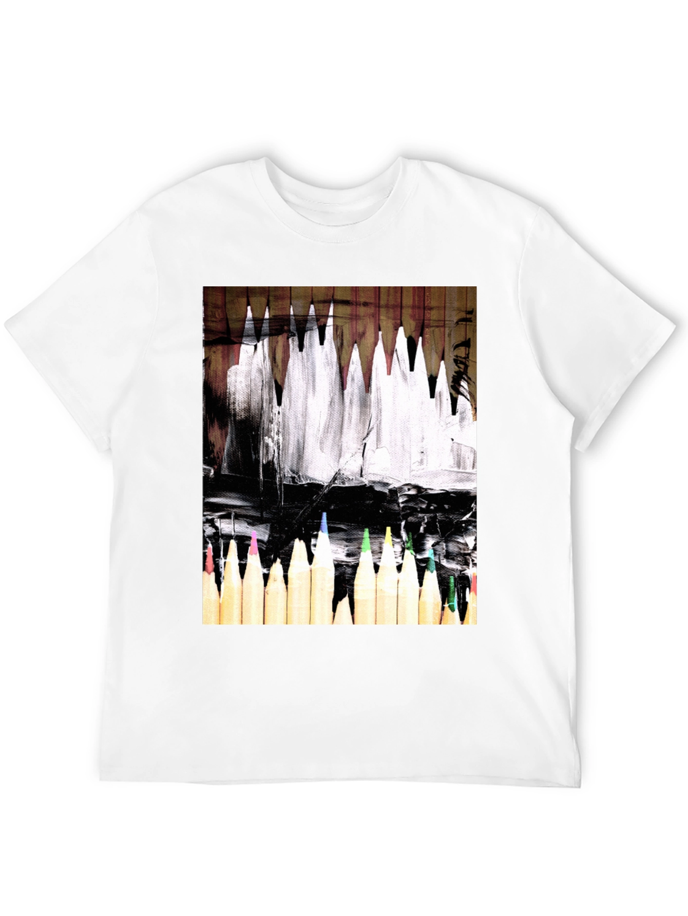 Black Artistic Color Pencil Graphic Tee - Black view 12