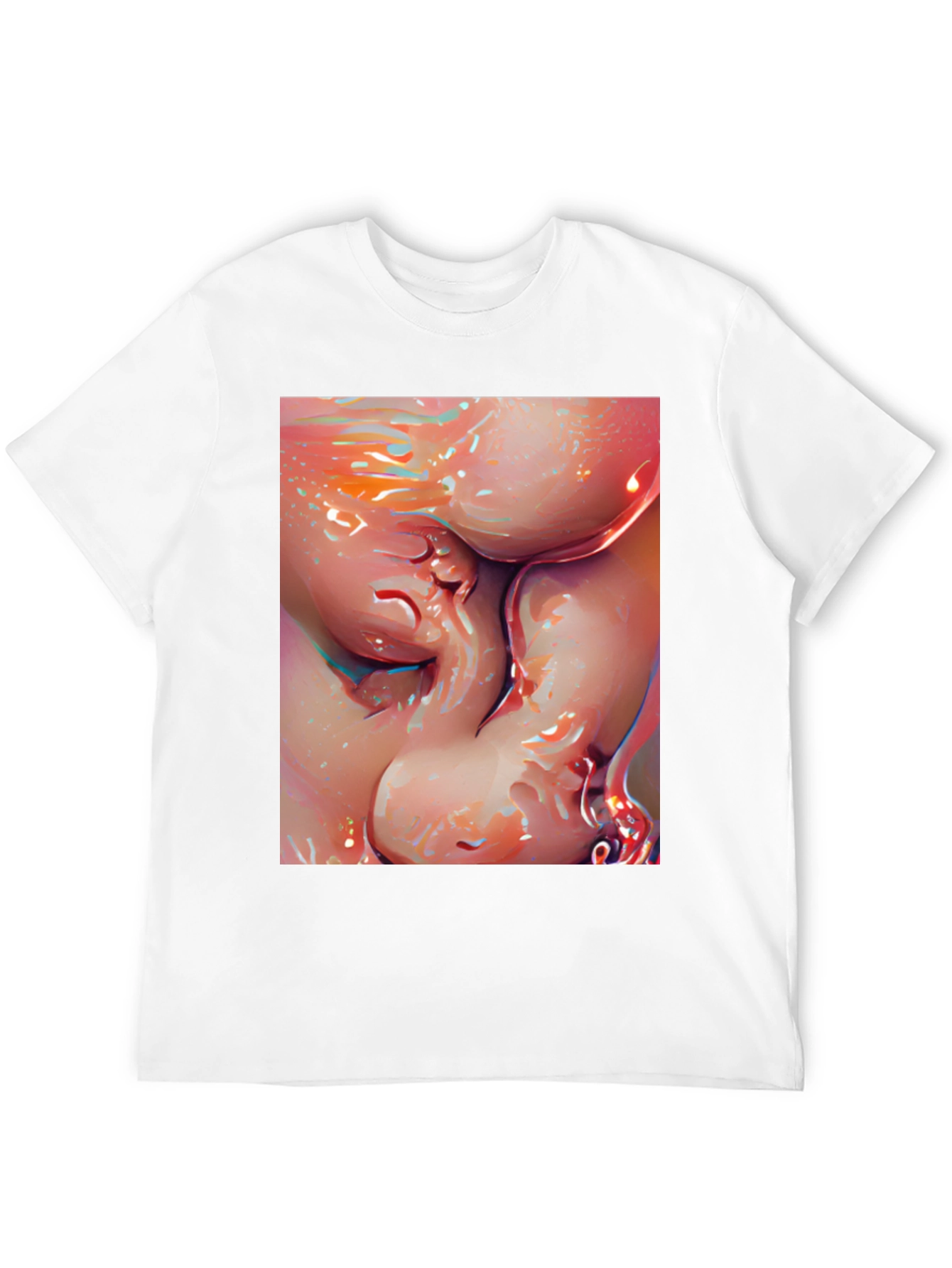 Black Abstract Art Graphic Tee - Bold Black Cotton T-Shirt view 12