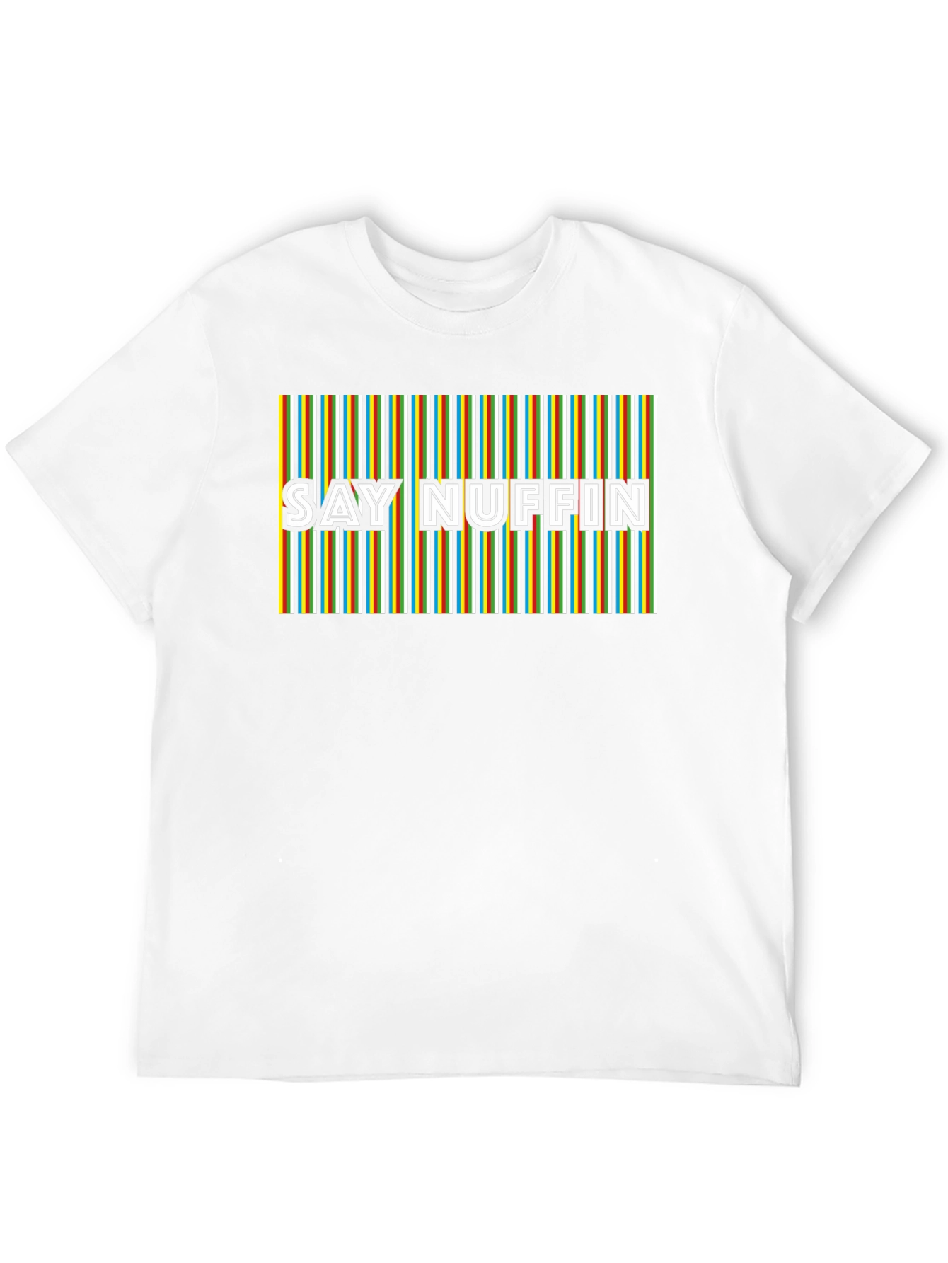 Black Say Nuffin Graphic Tee - Funky Retro Stripe Design view 12