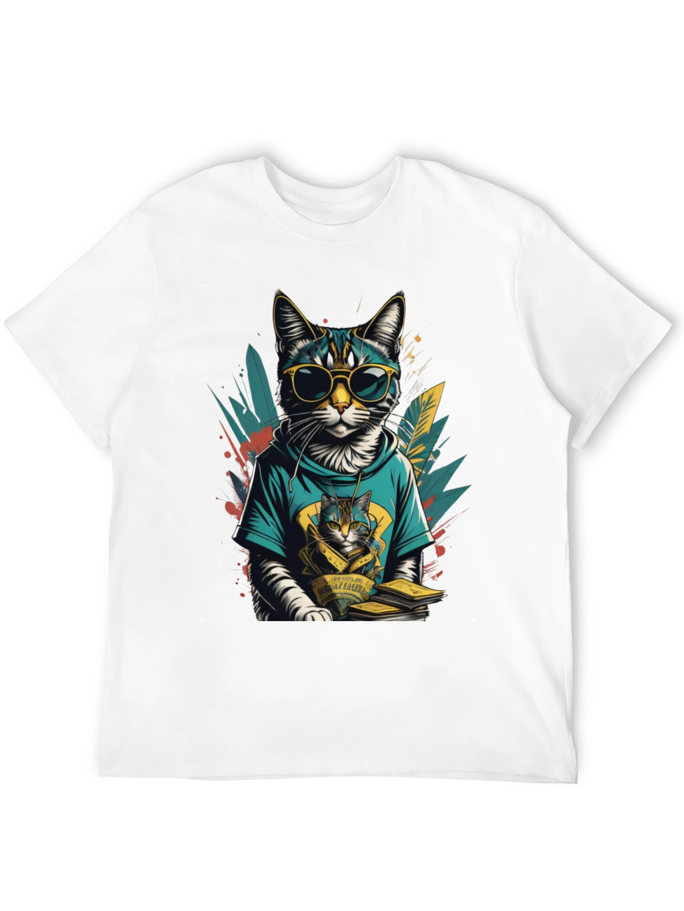 Black Cool Cat Graphic Tee - Stylish & Unique view 12