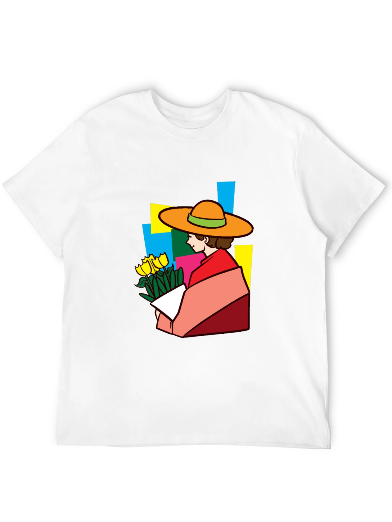 Black Stylish Graphic Tee - Woman with Flowers view 12