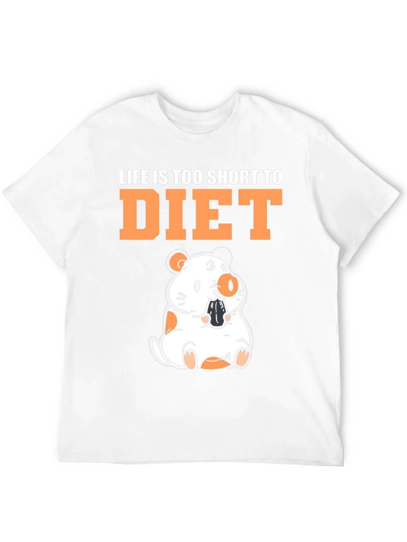 Black Funny Hamster "Life is Too Short to Diet" Black T-Shirt view 12