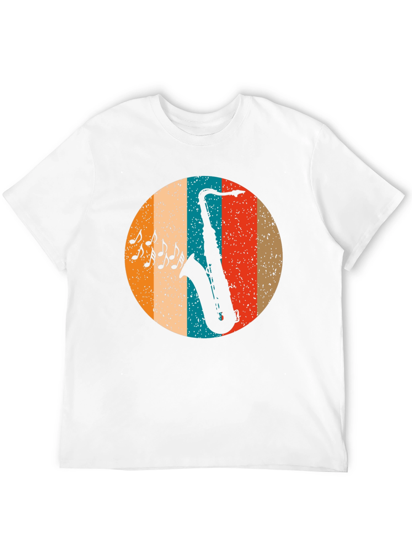 Black Retro Saxophone Music T-Shirt view 12