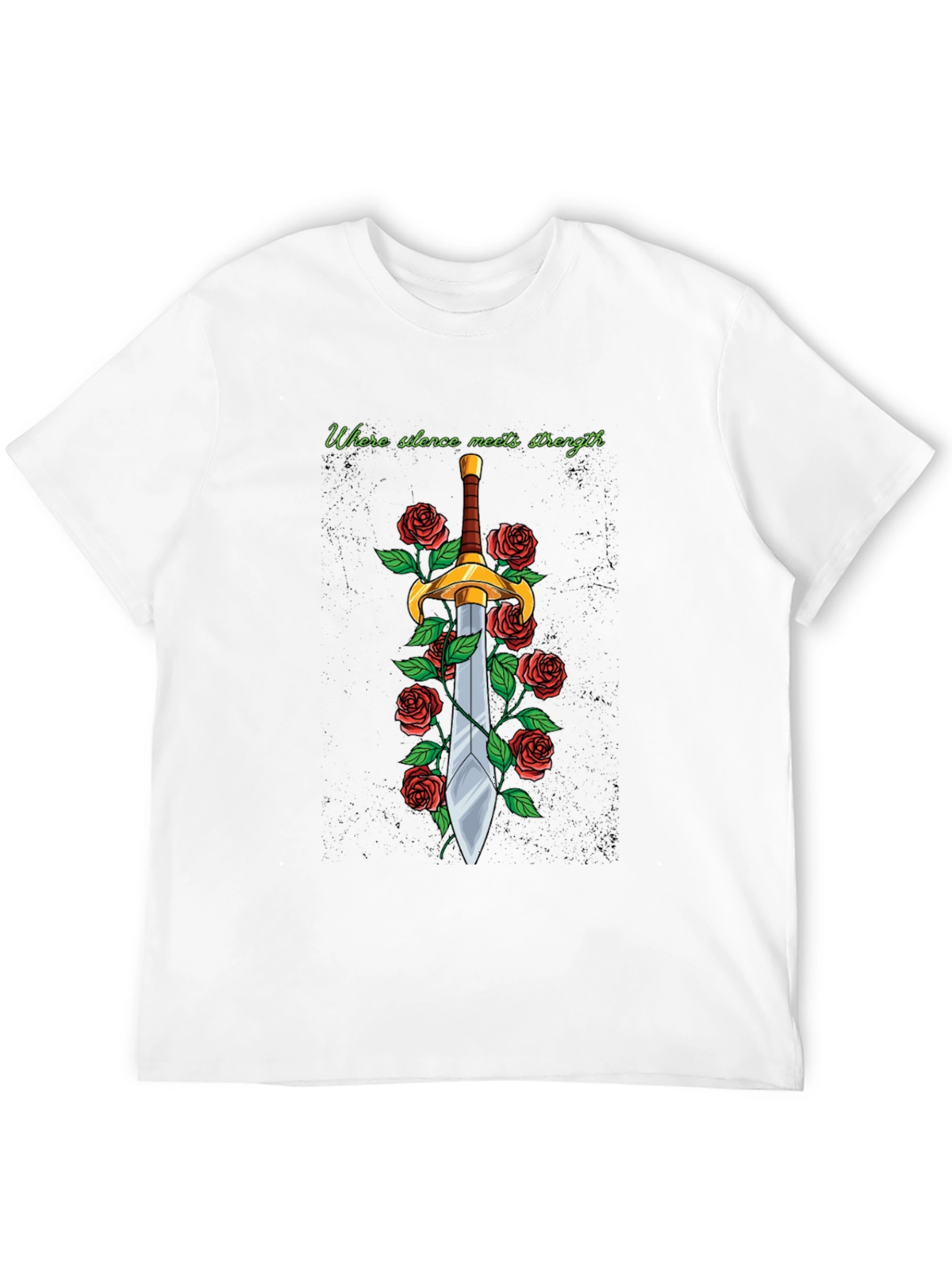Black Sword and Roses Graphic Tee - Silence Meets Strength view 12