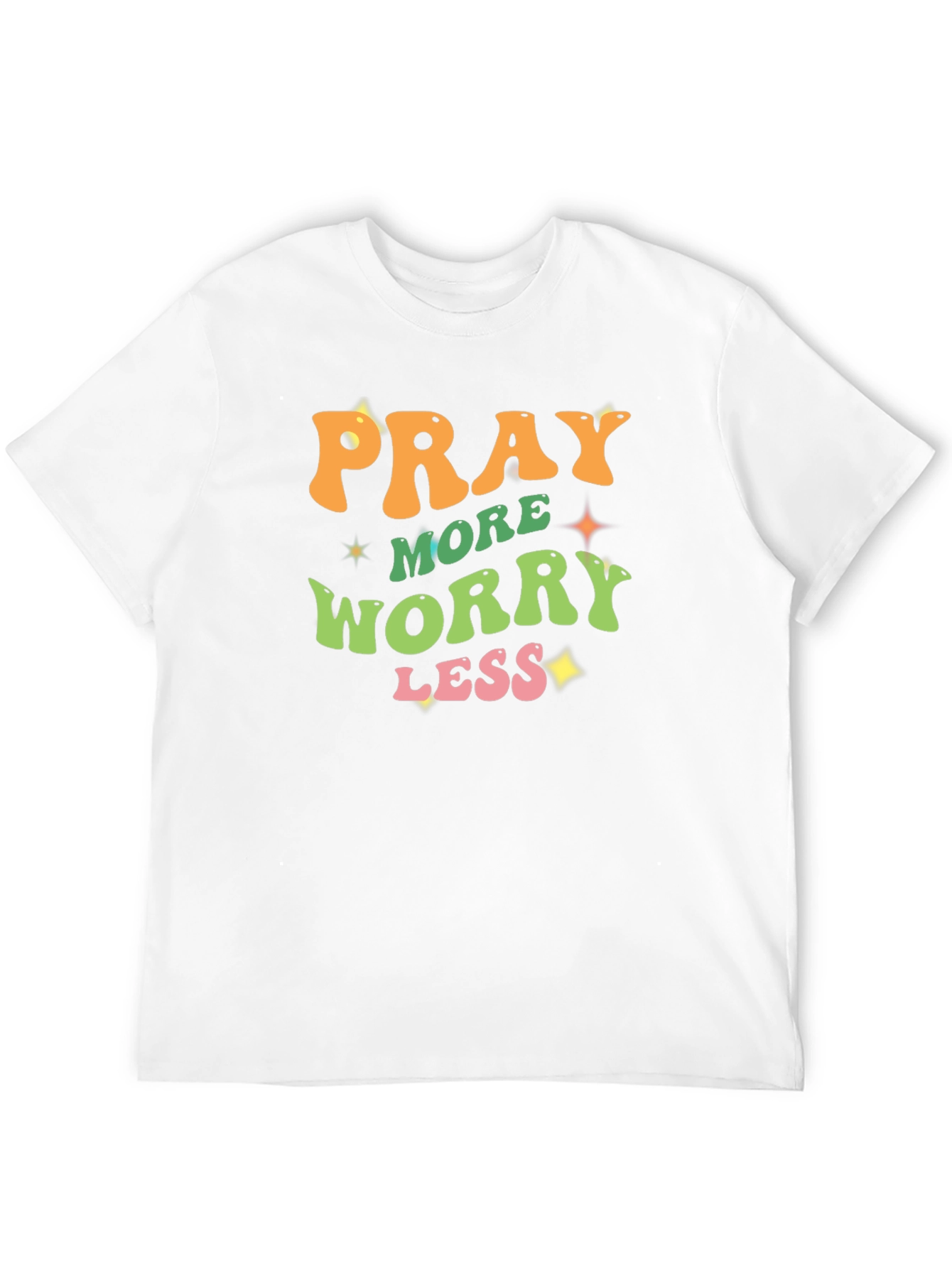 Black Pray More Worry Less Black T-Shirt view 12