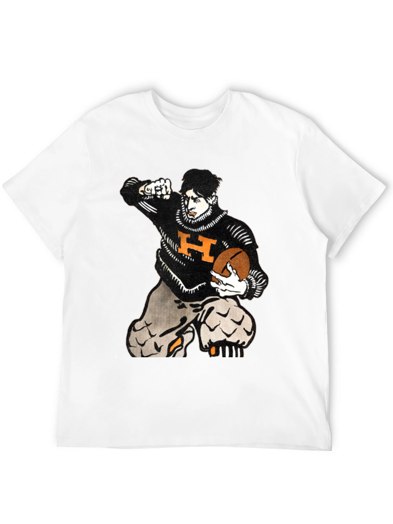 Black Vintage Football Player Graphic T-Shirt - Black view 12