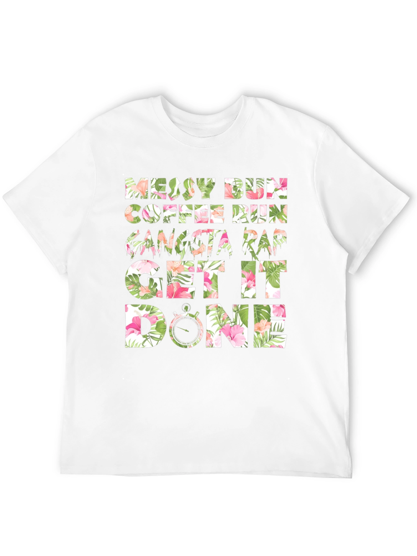 Black Messy Bun Coffee Run T-Shirt view 12