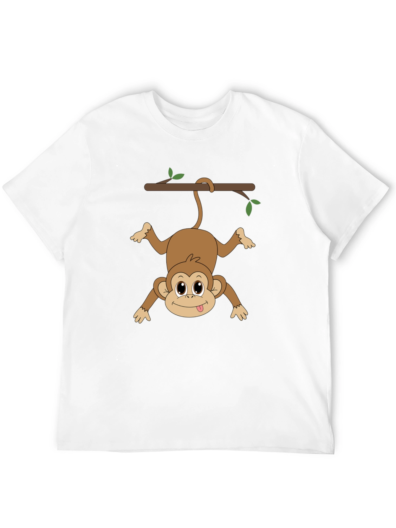 Black Funny Monkey Hanging From Branch Graphic T-Shirt view 12
