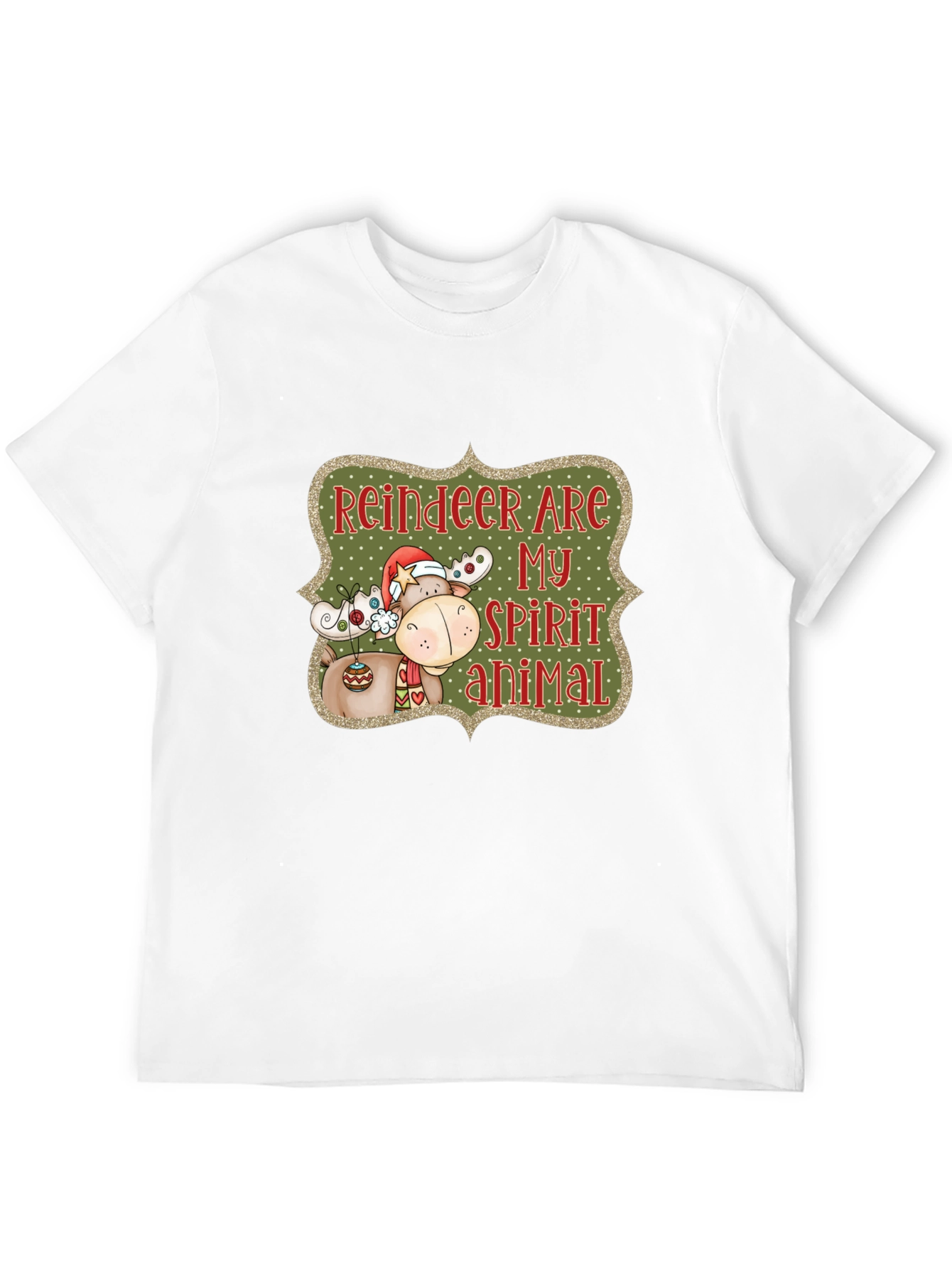 Black Reindeer Spirit Animal Christmas Graphic Tee view 12