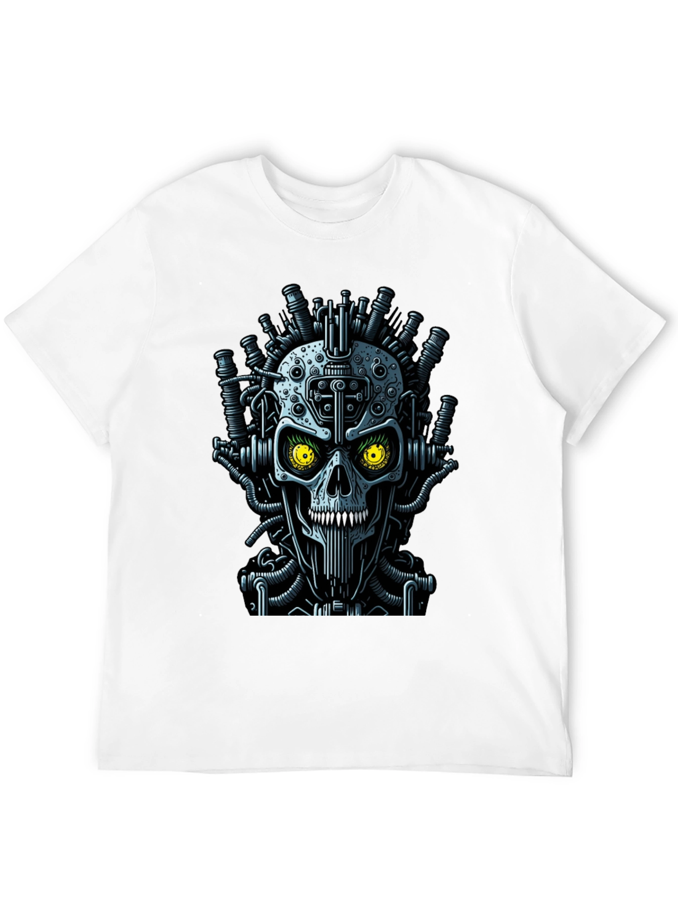 Black Steampunk Skull Graphic T-Shirt - Men's Crew Neck view 12