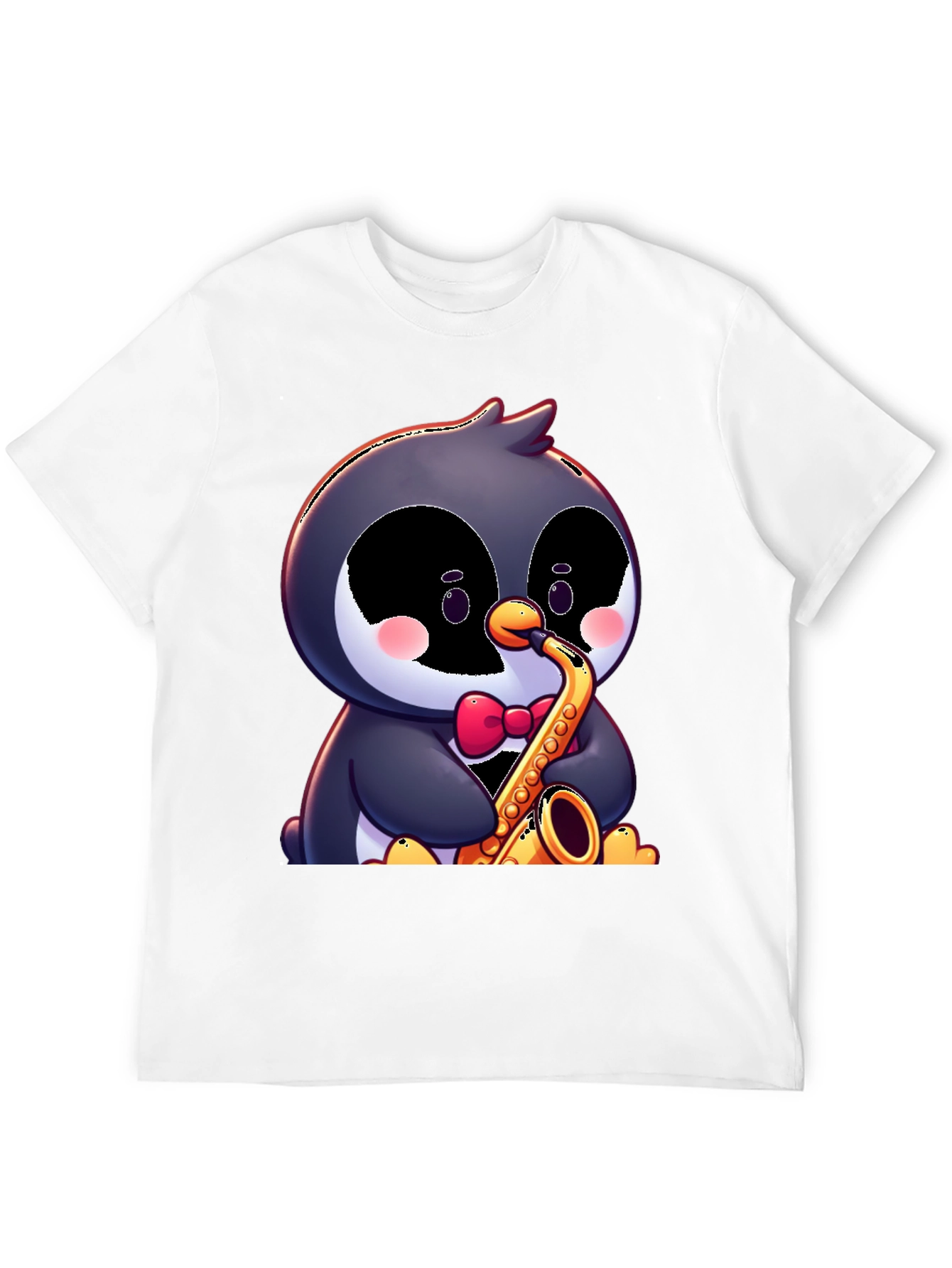 Black Penguin Saxophone T-Shirt - Fun Cartoon Design view 12