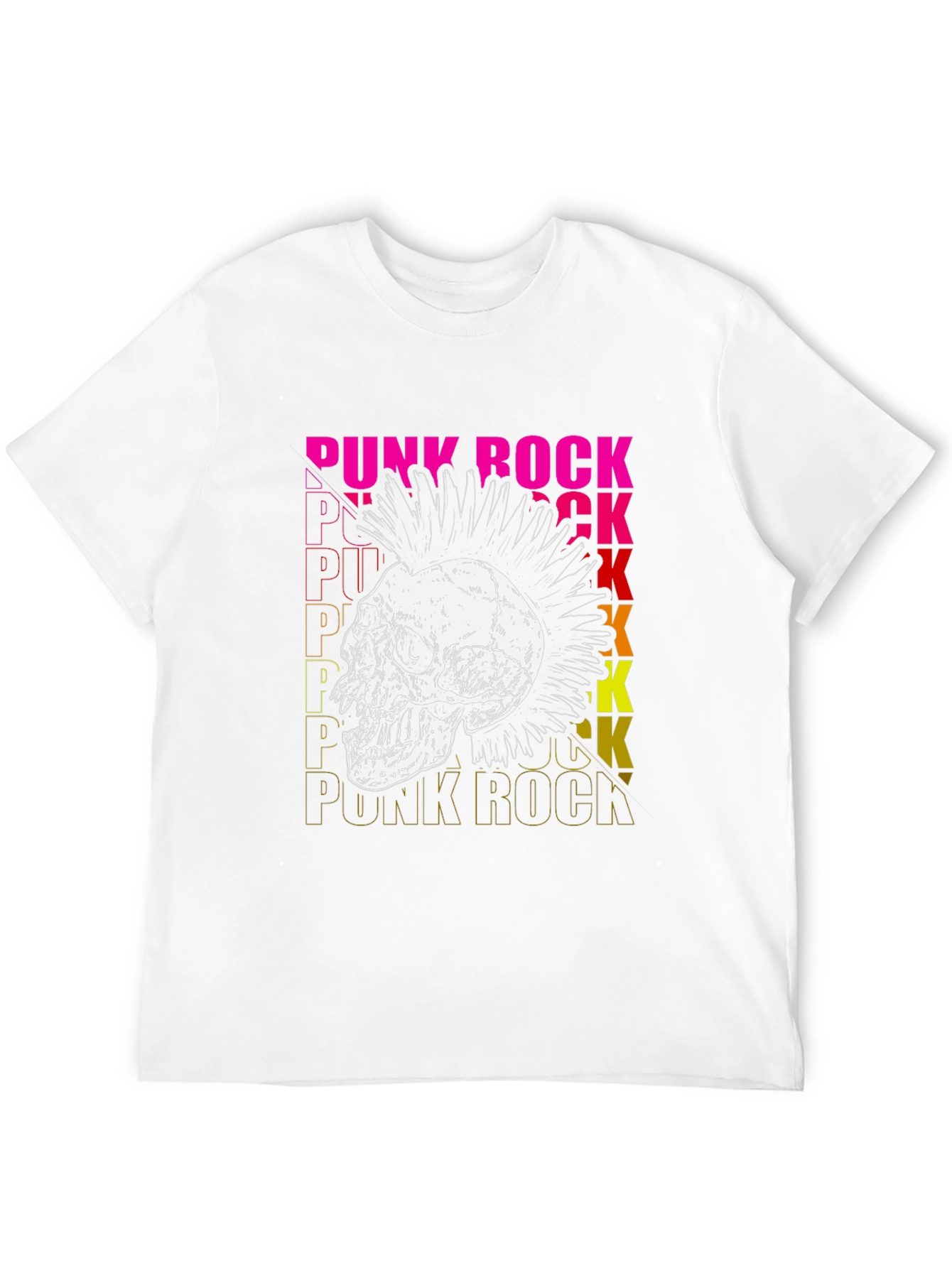 Black Punk Rock Skull Graphic T-Shirt view 12