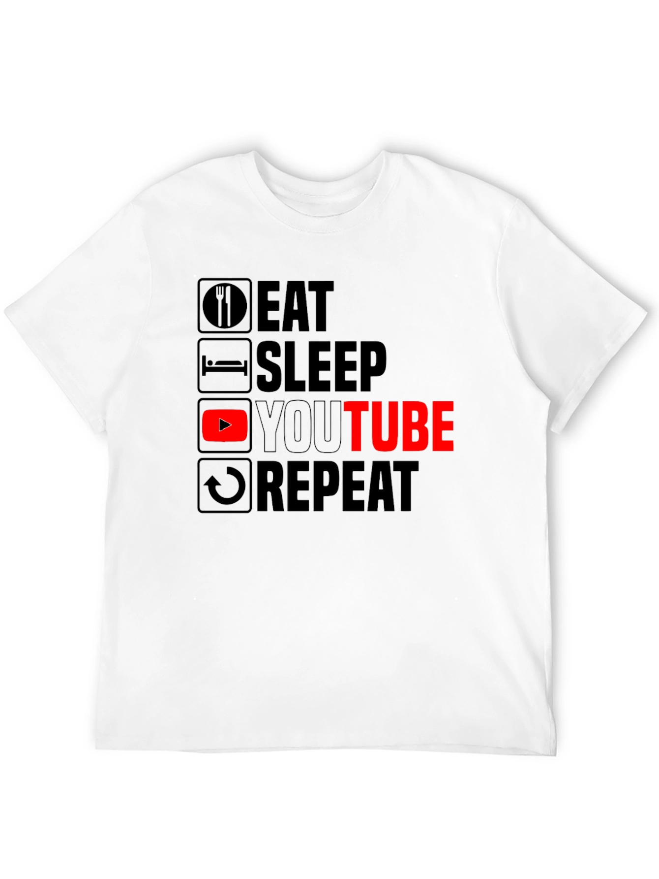Black Eat Sleep YouTube Repeat Black Graphic Tee view 12