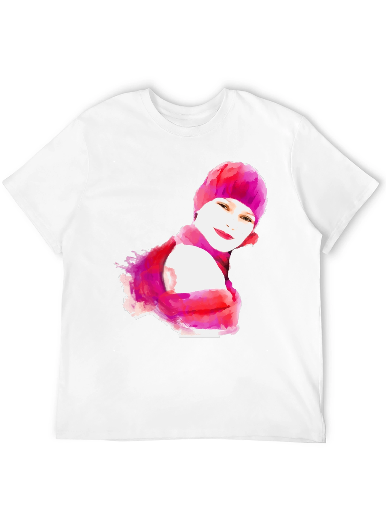 Watercolor Woman's Portrait Black T-Shirt - 12