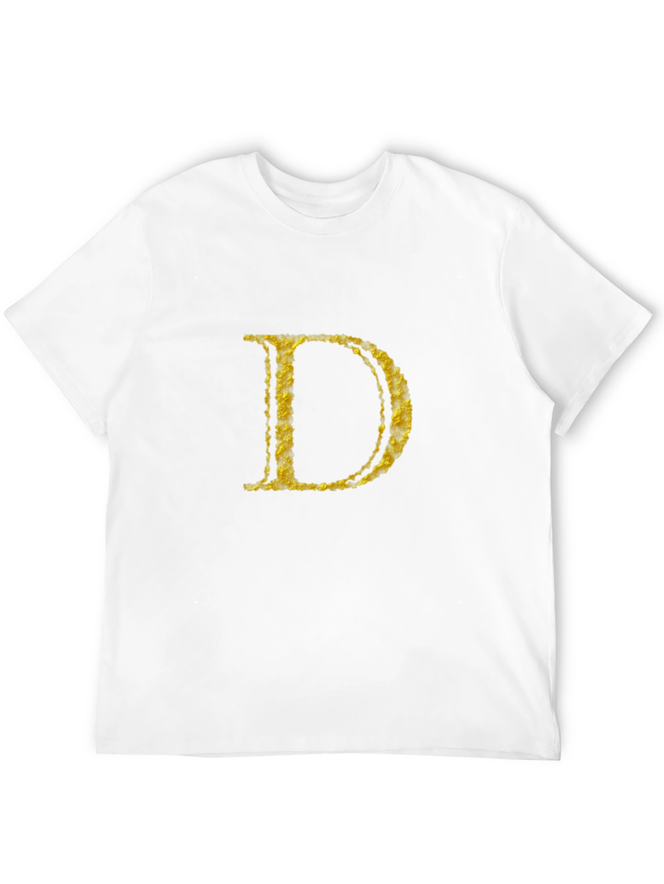 Black Men's Black T-Shirt with Golden Letter D view 12