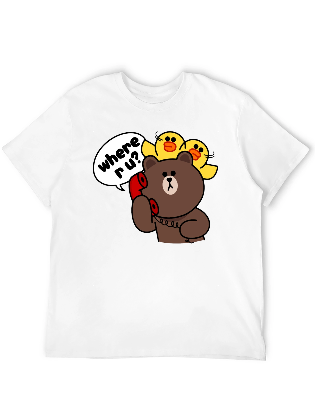 Black Cartoon Bear & Duck Graphic T-Shirt view 12