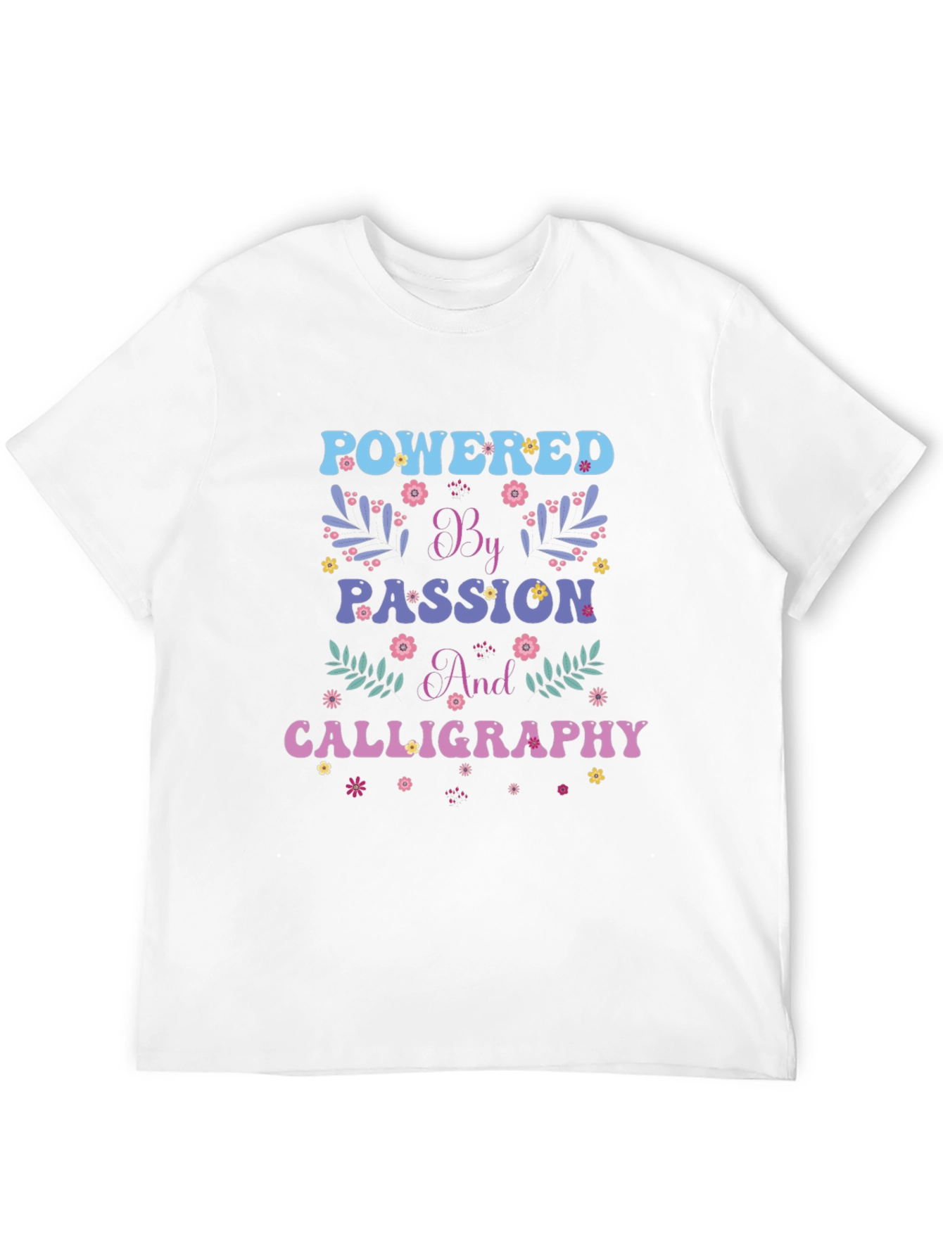 Black Powered By Passion and Calligraphy T-Shirt view 12