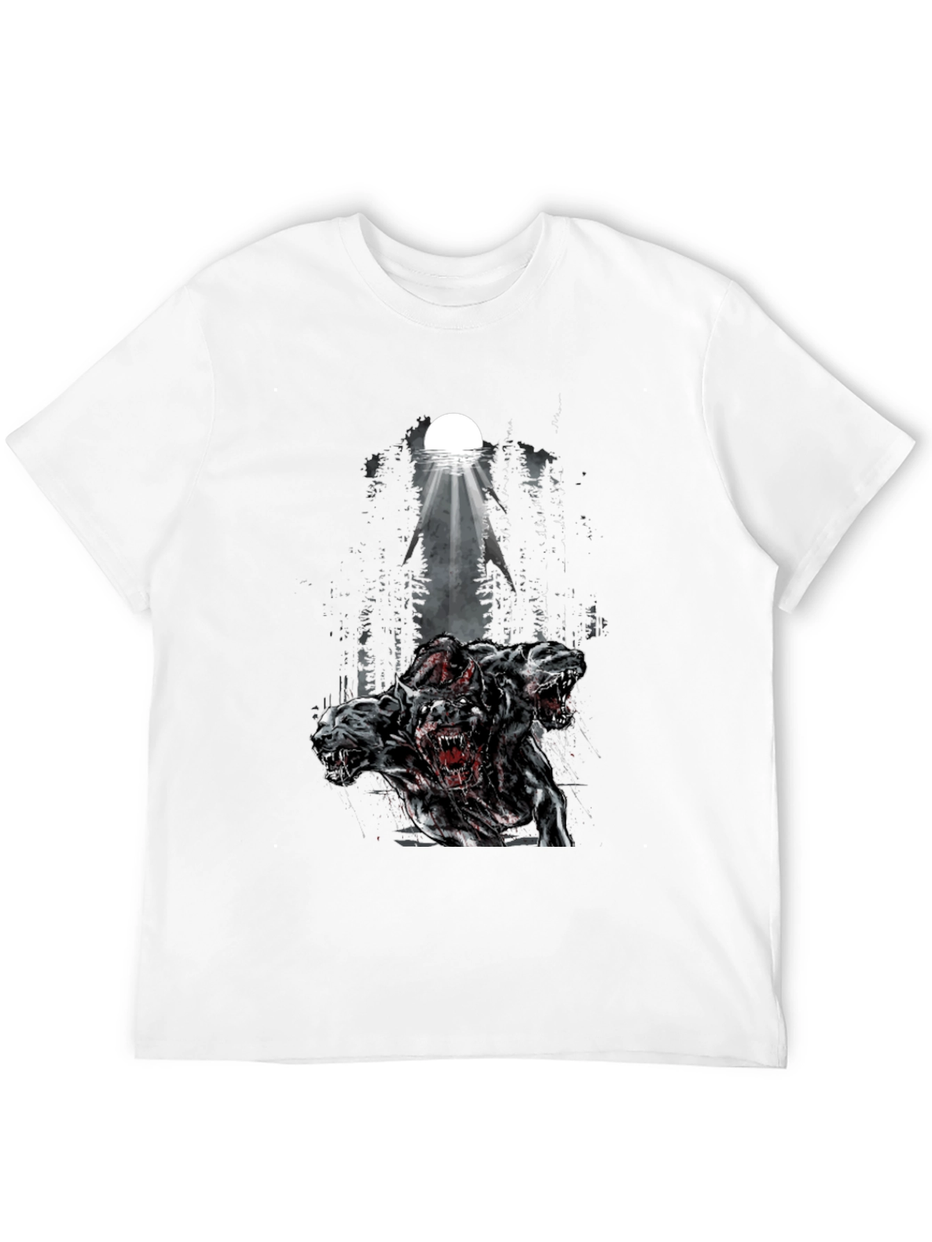 Black Three Headed Dog Graphic Tee - Black view 12