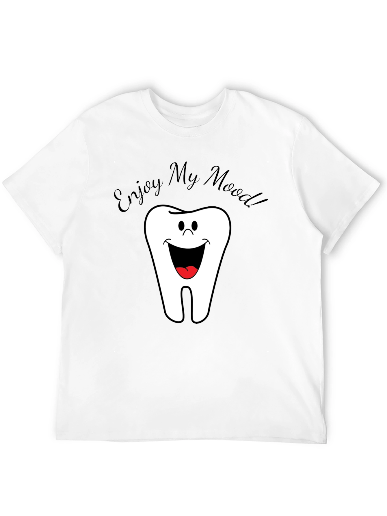 Black Funny Tooth Cartoon Men's Black T-Shirt view 12