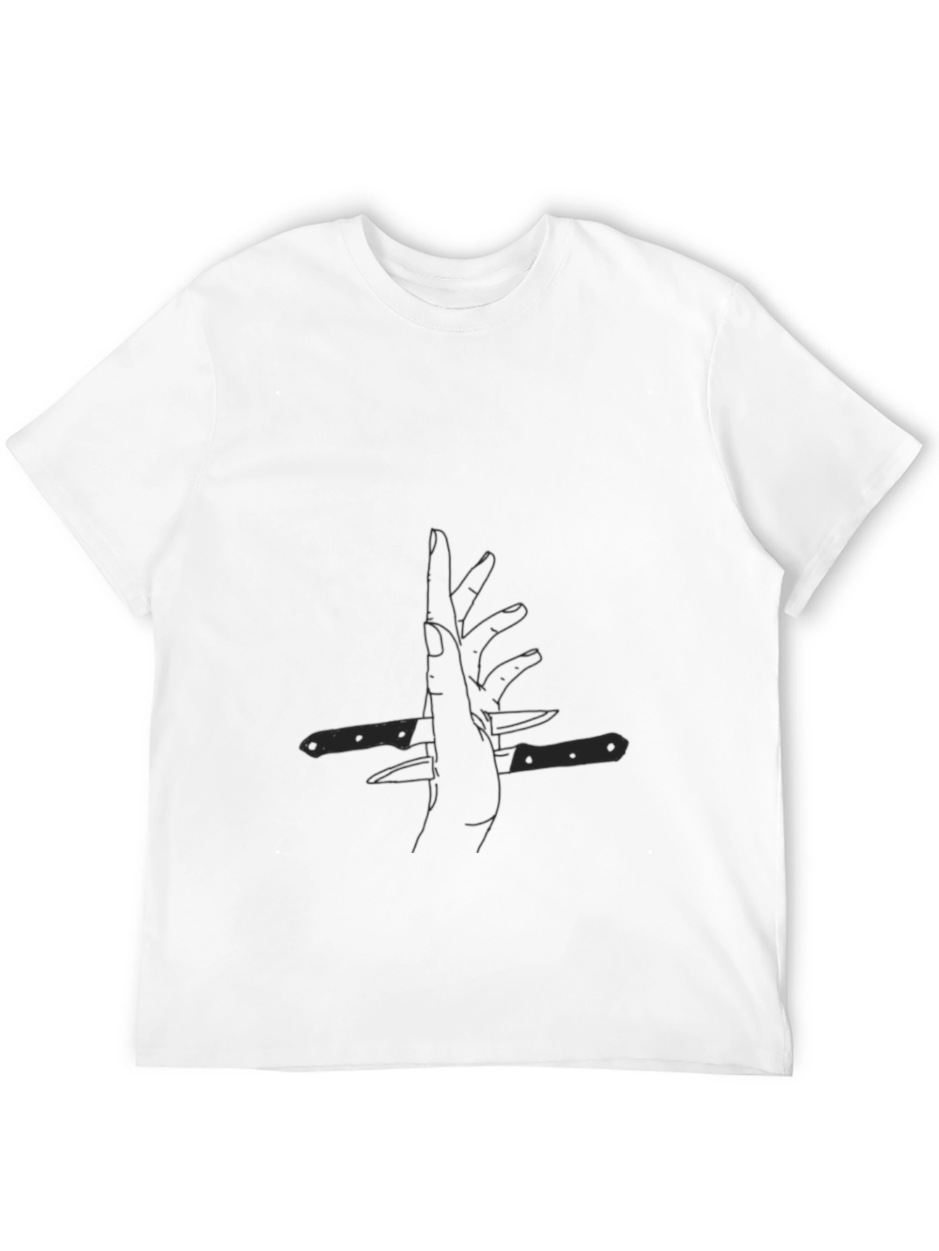 Black Abstract Hand & Knife Graphic Black Tee view 12