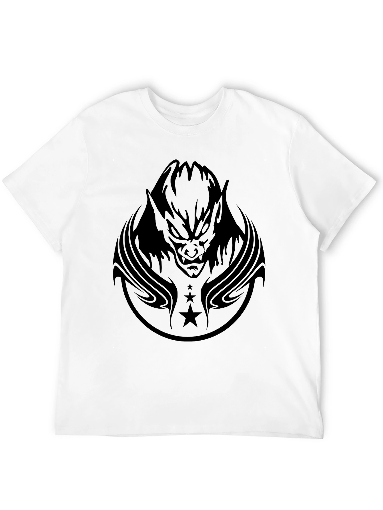 Black Men's Black Graphic Tee - Demon & Stars view 12