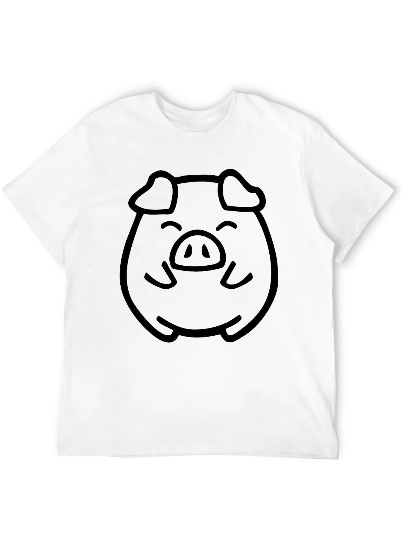 Black Cute Pig Face Graphic Tee - Unisex Black T-Shirt view 12