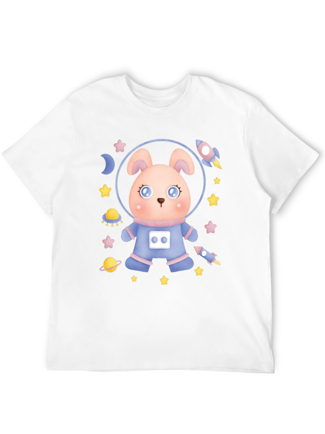 Black Cute Astronaut Rabbit T-Shirt view 12