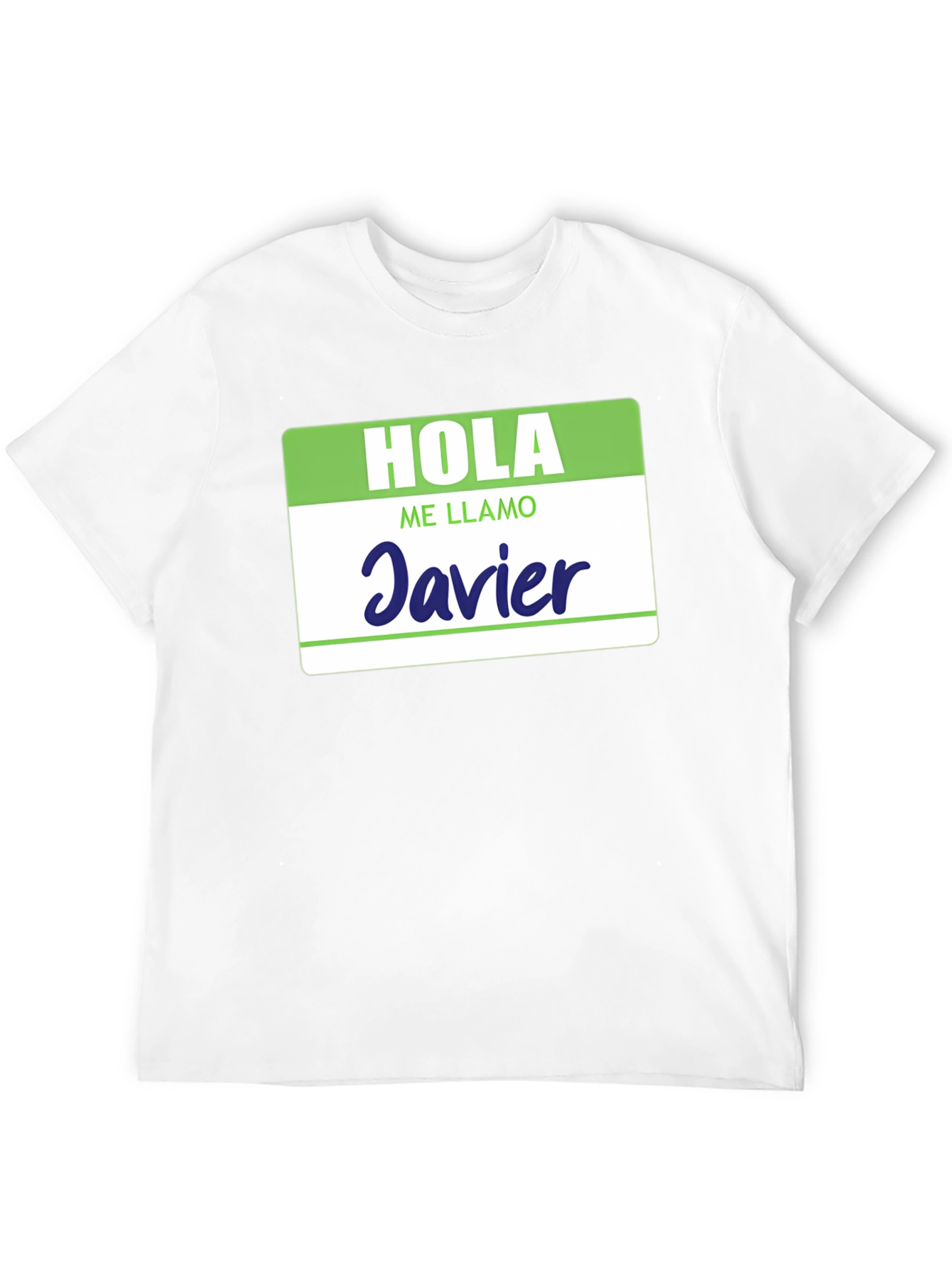 Black Hola Me Llamo Javier T-Shirt - Spanish Name Tag Tee view 12