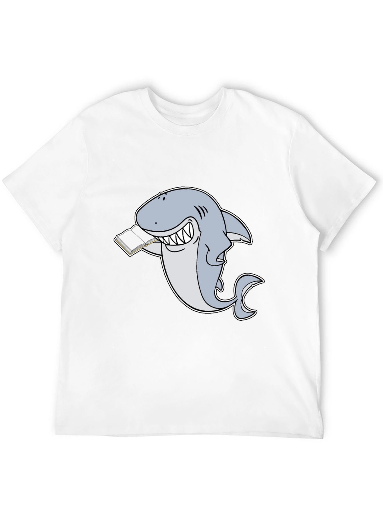 Black Funny Reading Shark T-Shirt - Black view 12