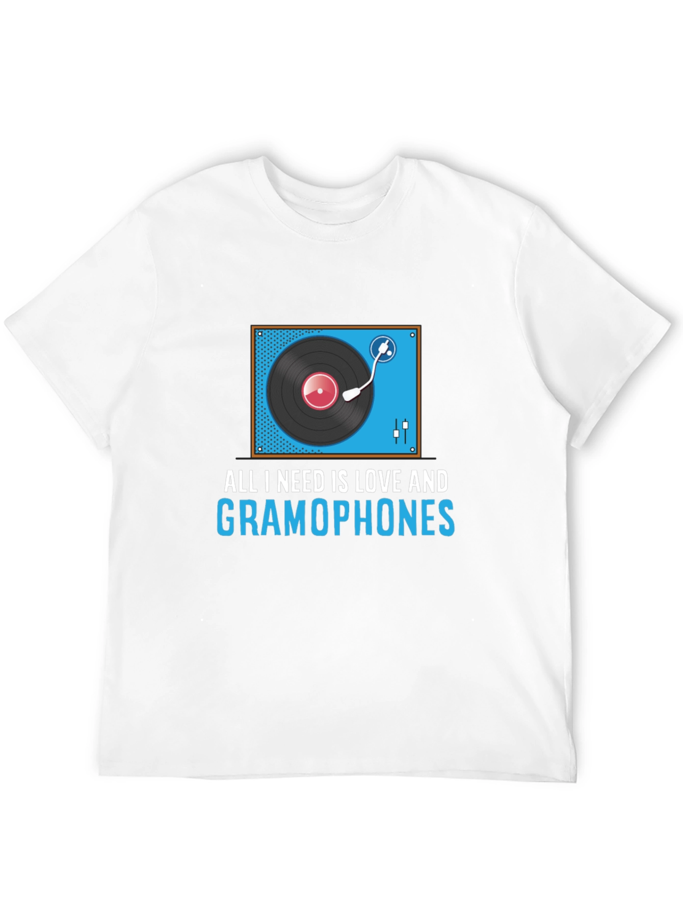 Black All I Need Is Love And Gramophones Graphic Tee view 12